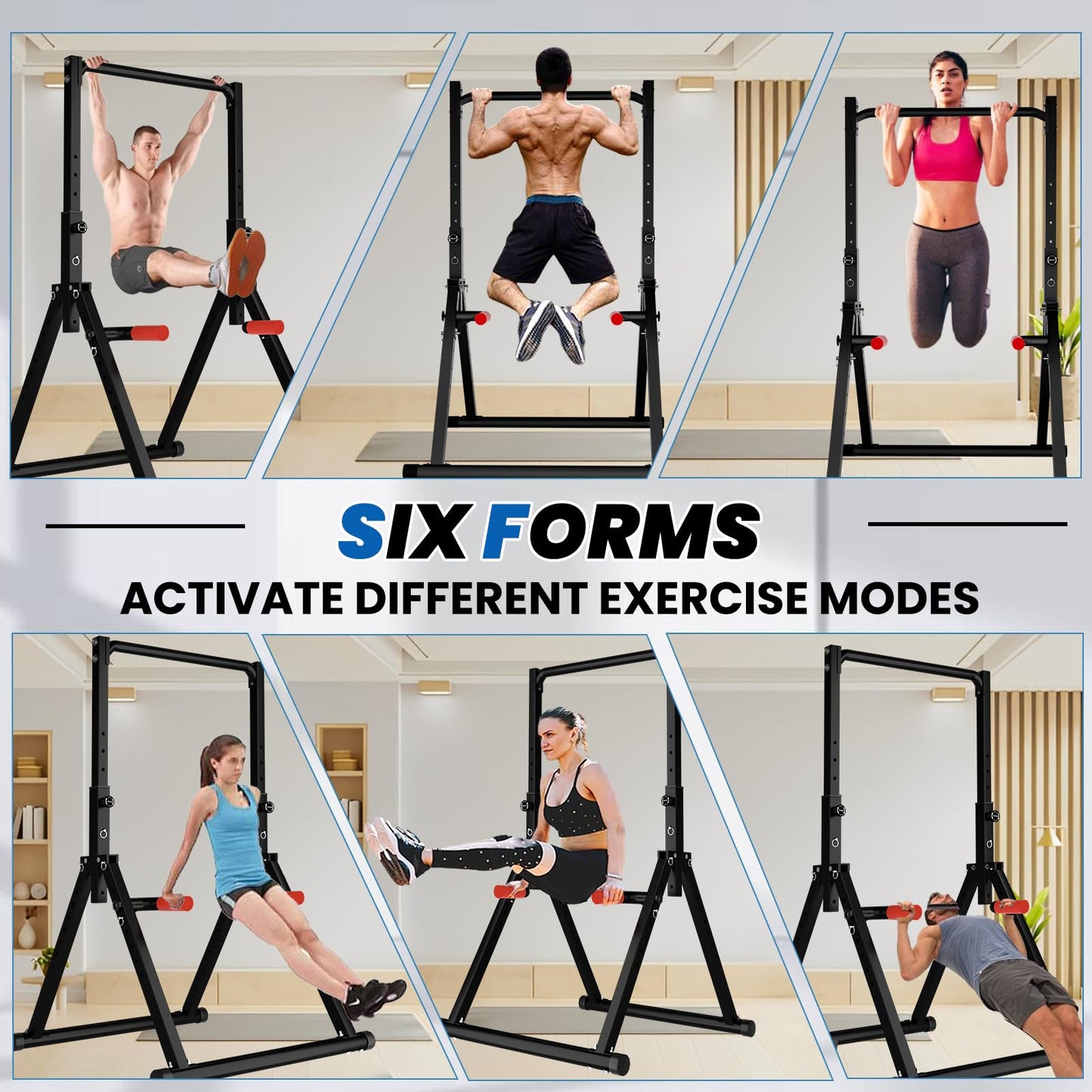 DOBESTS Power Tower Pull Up Bar Free Standing, Adjustable Foldable Pull Up Station, Home Gym Strength Training Equipment 700LBS