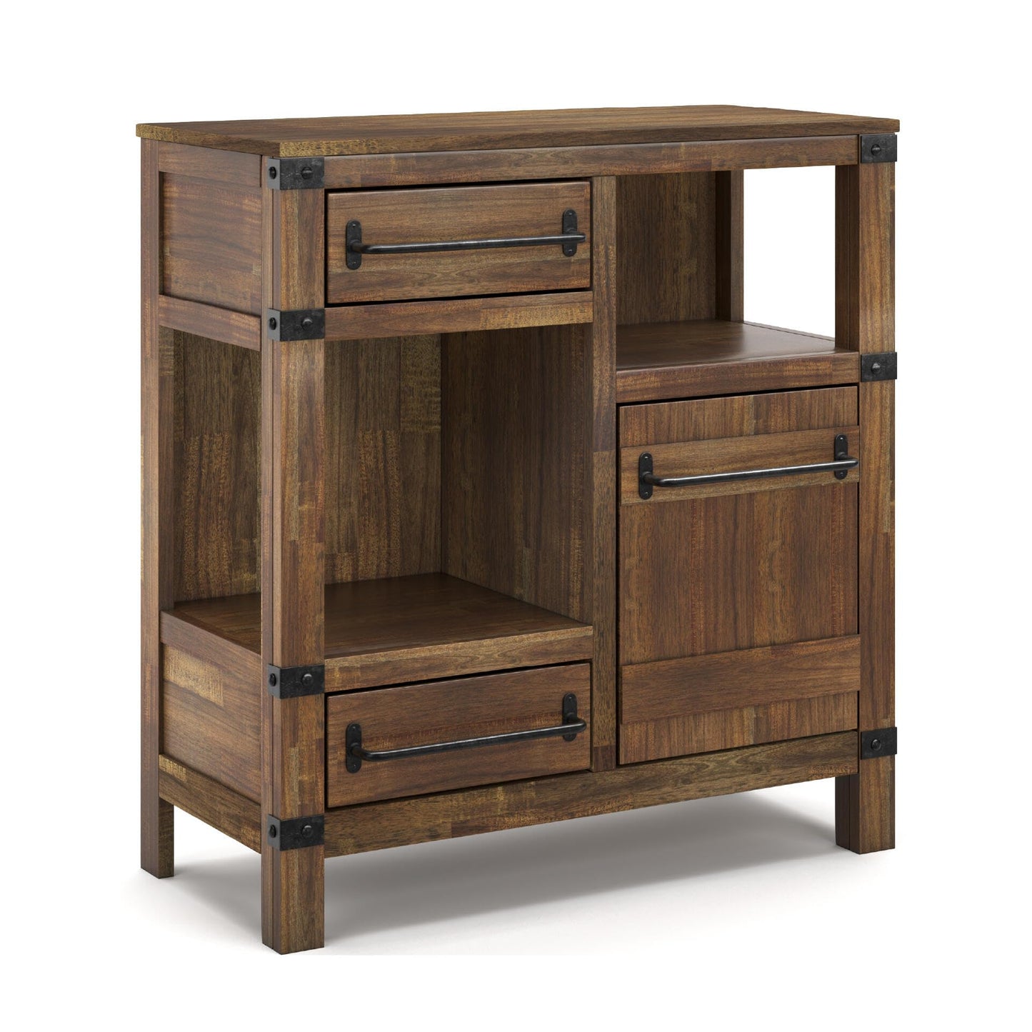 Signature Design by Ashley Roybeck Industrial Accent Cabinet with 2 Shelves, 1 Adjustable Shelf and 2 Drawers, Light Brown