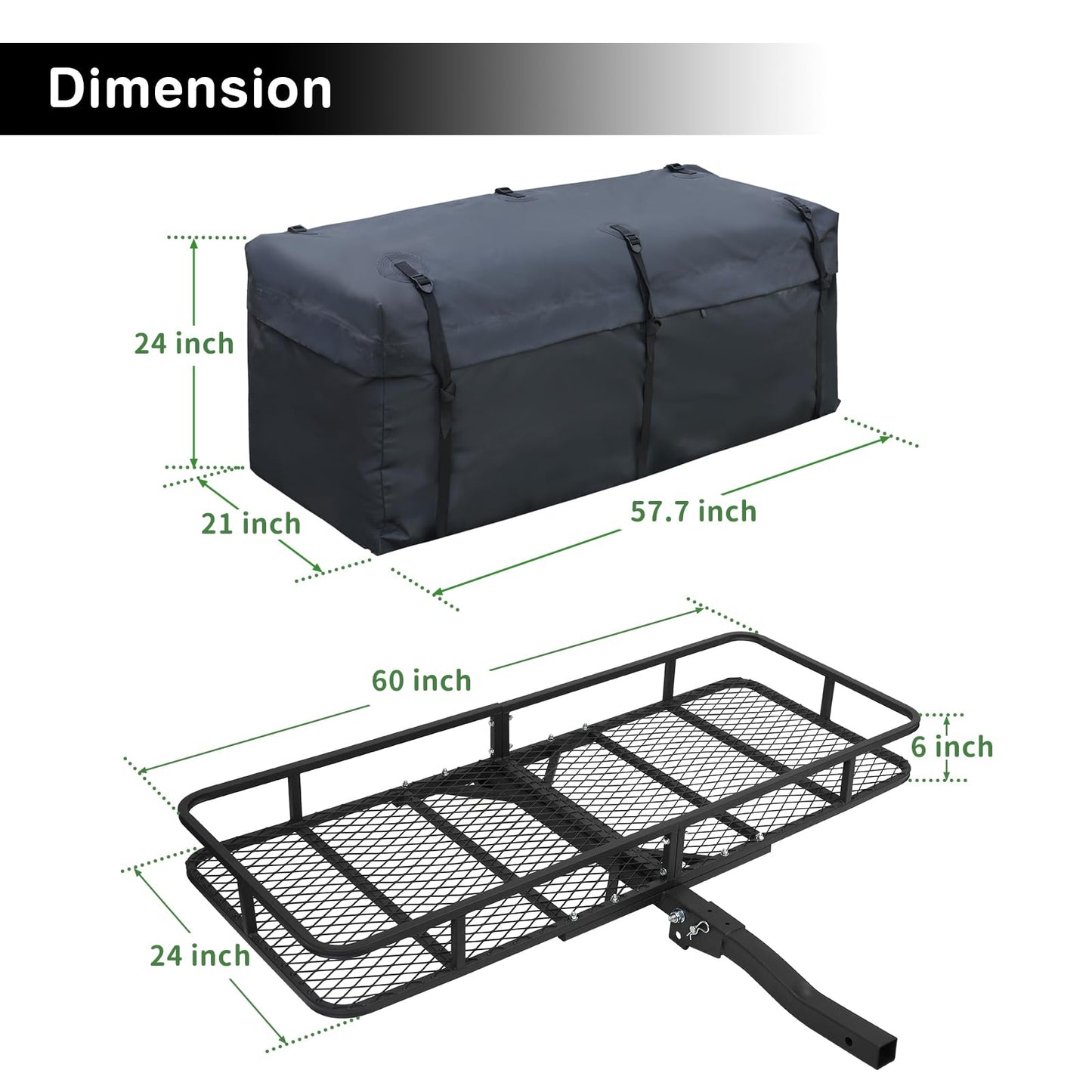 Leader Accessories Folding Hitch Cargo Carrier Rack with Bag 60"x24"x6"