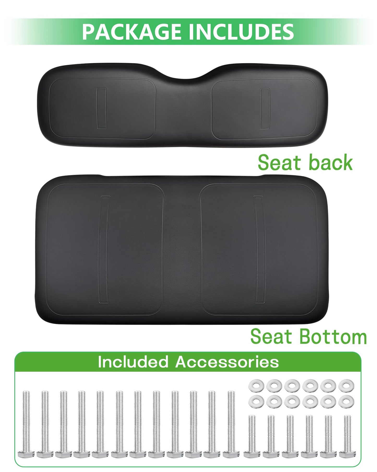 HEOHOU Golf Cart Front Seat Replacement Cushion Assembly Kit for EZGO TXT Medalist 1994-2013 Models,Golf Cart Front Seat Back and Seat Bottom Cushion,Black