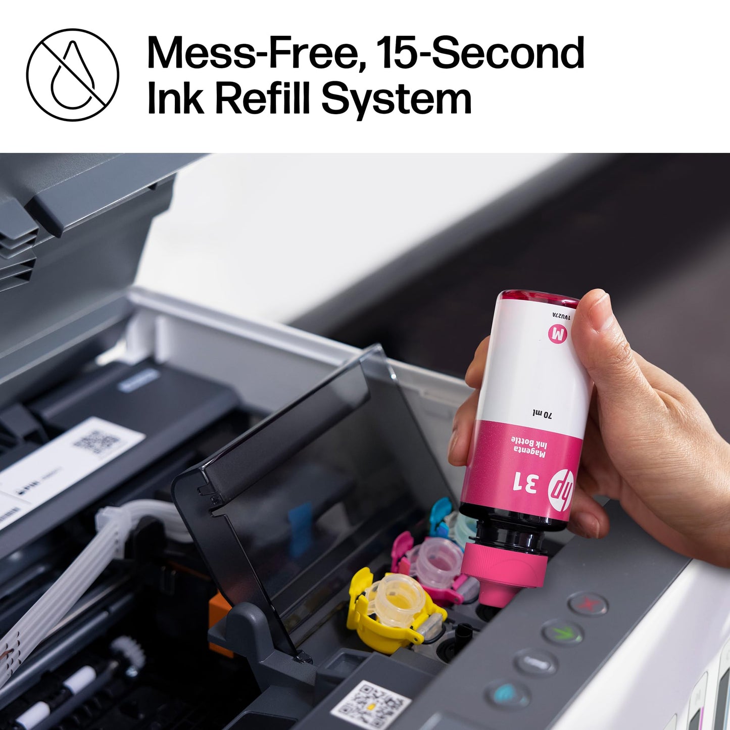 HP Smart Tank 6001 Wireless All-in-One Ink Tank Printer, Scanner, Copier with 2 Years of Ink Included, Best-for-Home, Cartridge-Free Refillable, AI-Enabled (2H0B9A)