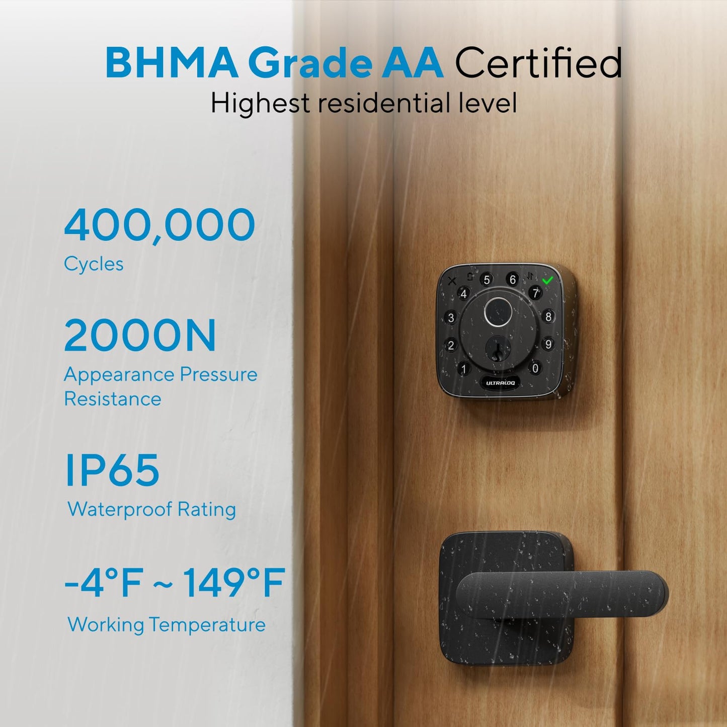 ULTRALOQ Bolt Fingerprint Smart Lock with Door Sensor, Built-in WiFi, Works with Apple Home, Alexa, Google, SmartThings, Keyless Entry Deadbolt with App, Code, Remote Control, Auto Unlock, Auto-Lock