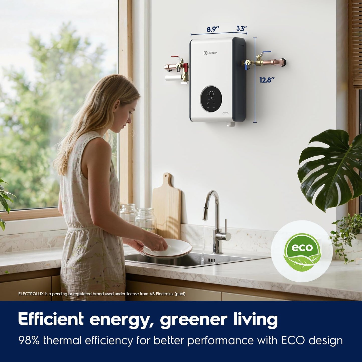 Electrolux 14kW Tankless Water Heater Electric 240V - Smart WiFi & Alexa, On Demand Hot Water Heater Electric, Max 3.4 GPM, Space-Saving Instant On Demand Water Heater