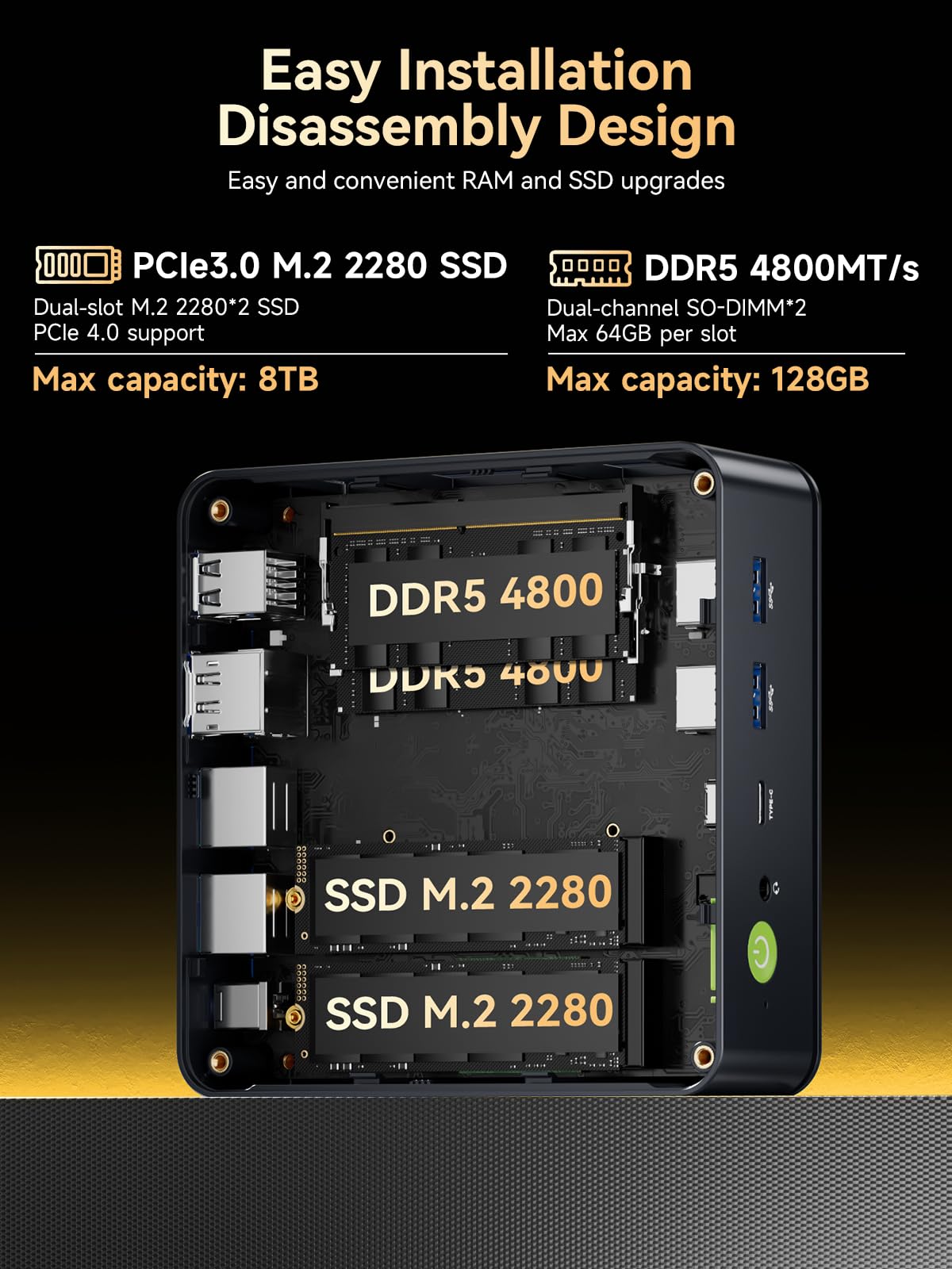 GMKtec M6 Ultra Gaming Mini PC Ryzen 7640HS (Upgraded 6600H/ 6800U), 32GB RAM DDR5 1TB SSD Dual NIC LAN 2.5GbE Desktop Computers Office Home, Triple 4K Display, WiFi 6, USB4, BT 5.2, DP, HDMI 2.0
