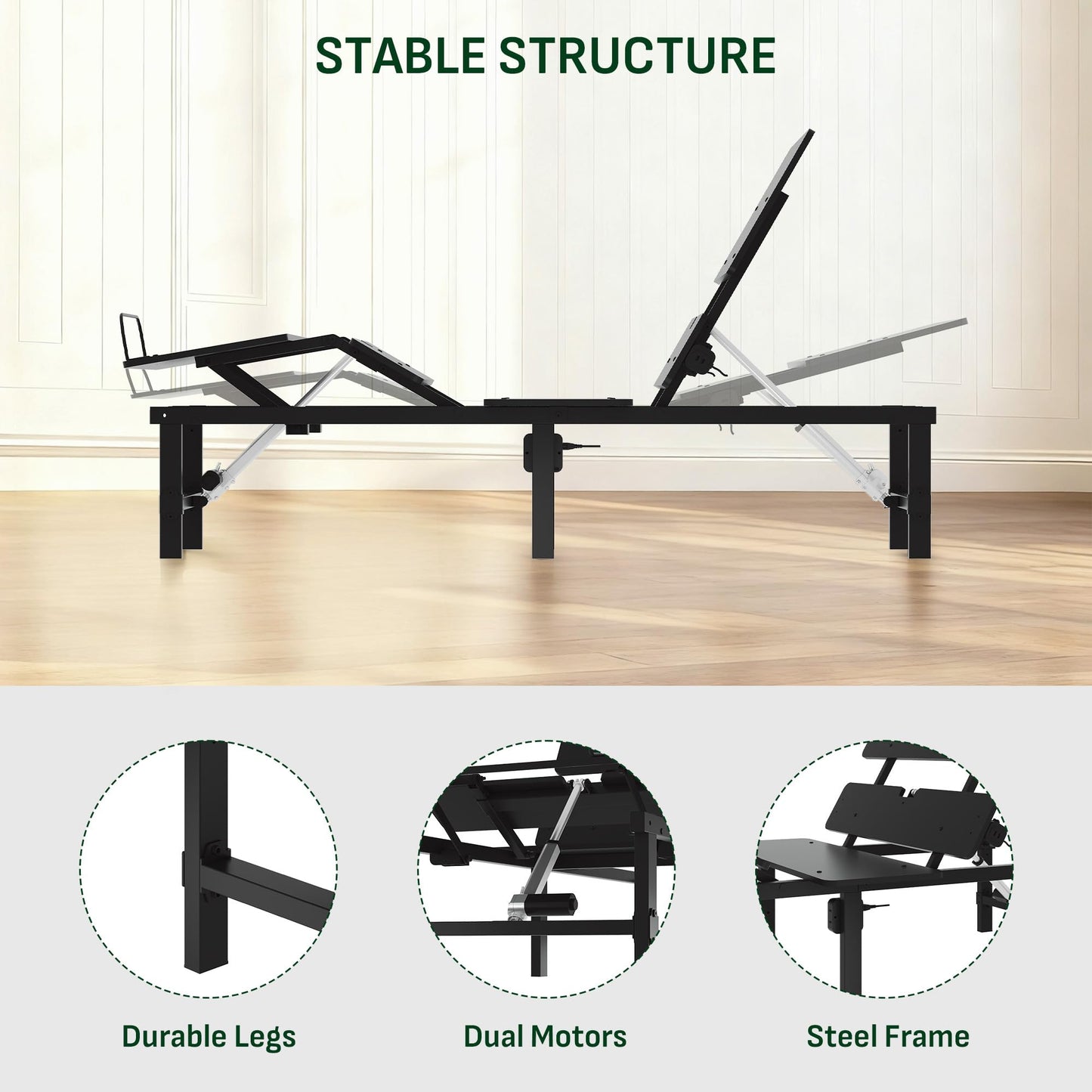 Softa Twin XL Adjustable Bed Frame, Zero Gravity, Independent Head & Foot Incline, Wireless Remote, Memory Position, 900 Lbs Heavy Duty, USB Ports, LED Night Light, Anti-Snore, Electric Bed Base