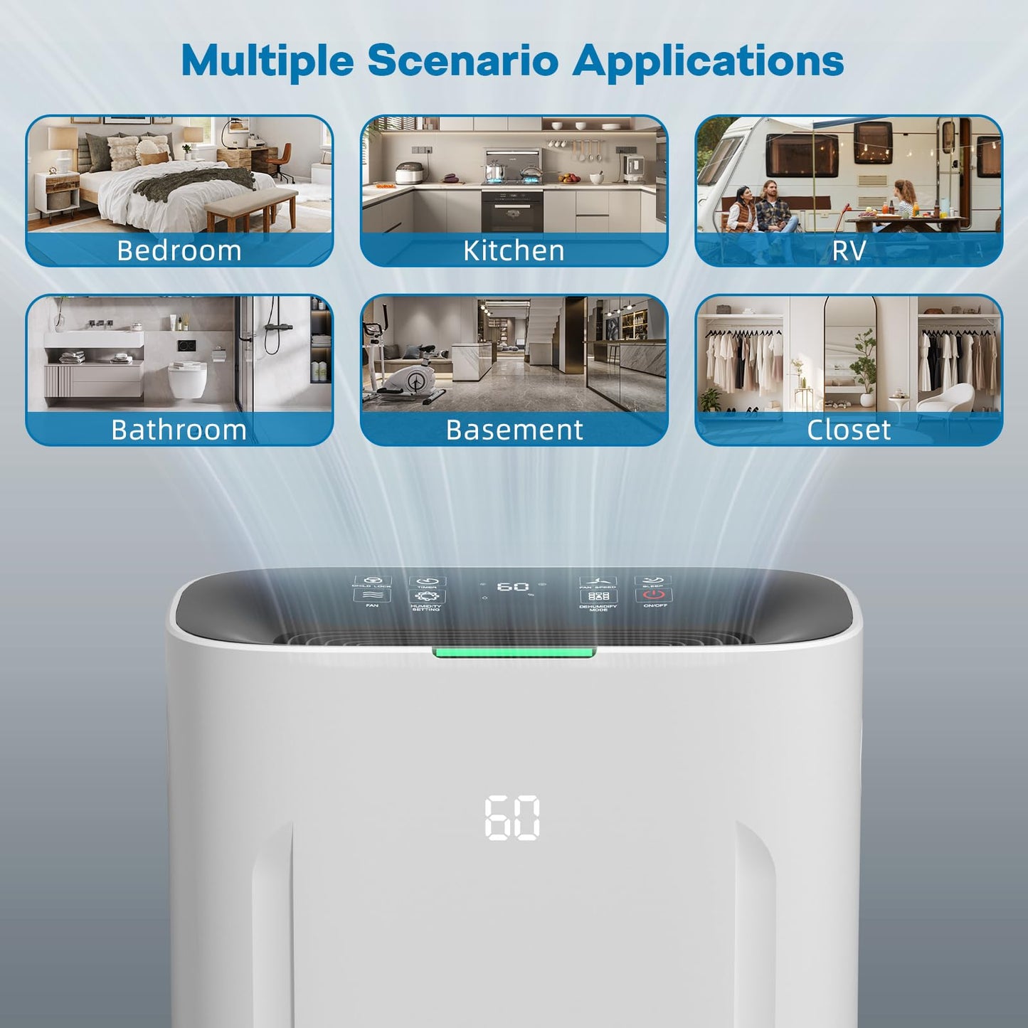 Ludatido 2025 Upgraded Dehumidifier, 80 Pint/Day, 5000 Sq.Ft for Whole Home & Basement, 1.72 Gal Tank, 42dB Quiet, Child Lock, Sleep/Fan/Dry Modes, 24H Timer & Auto Continuous Drain