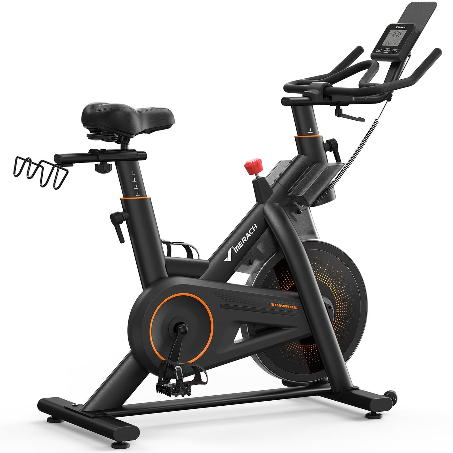 Merach Magnetic Exercise Bike, Heavy Duty Stationary Bike with Automated Resistance, 350 Lbs Weight Capacity, Low Noise Indoor Workout Bike for Home Gym with Self-Developed App