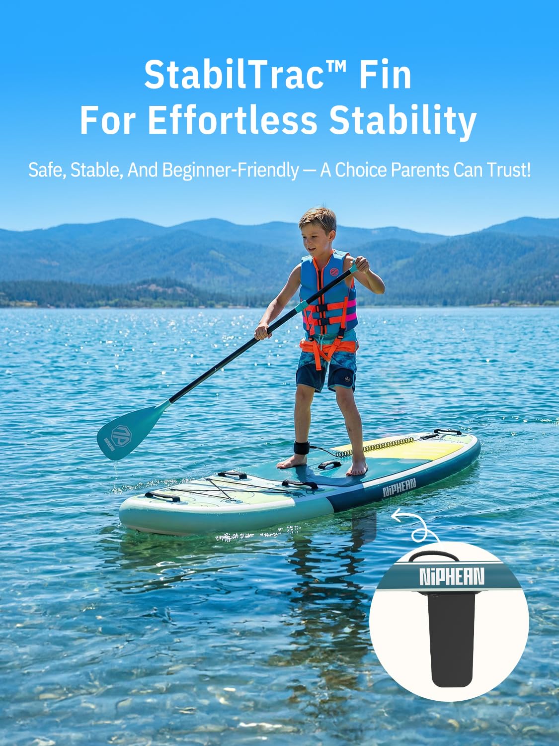 Niphean (Extra Large) Inflatable Paddle Board, SUP for 2+1 People/Family 500lbs Capacity Stand Up Paddle Board with SUP Accessories, StabilTrac Fin Non-Slip Paddleboard for Adults-Yellow