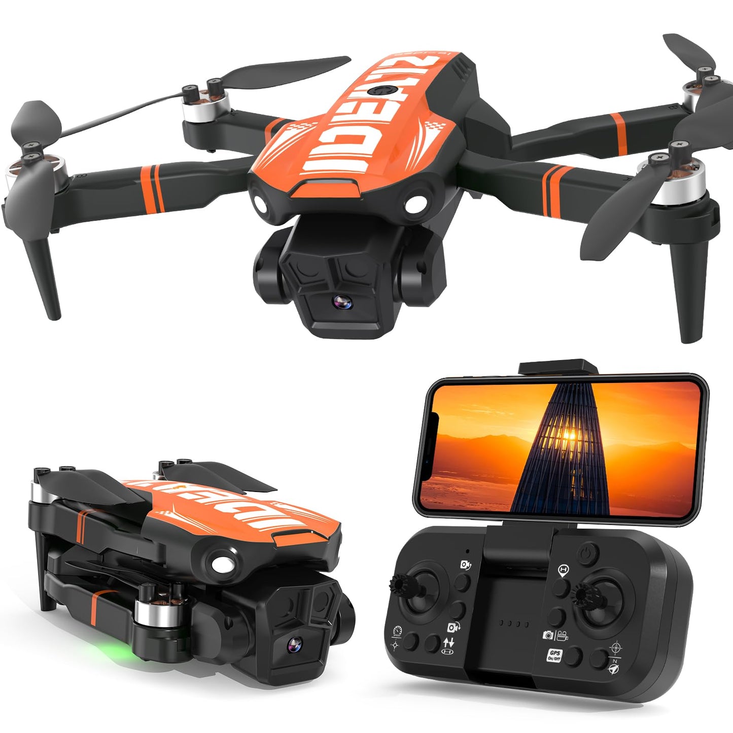GPS Drone with Camera for Adults 4K Professional, Auto Return Follow Me FPV Video Drones with Brushless Motor, Circle Flight Waypoint Fly, Foldable RC Mini Quadcopter for Beginners Under 250G Gifts
