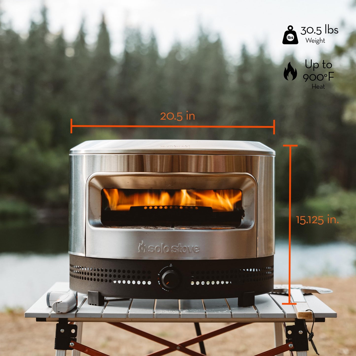 Solo Stove Pi Prime Pizza Oven Outdoor - Gas,Propane - Portable Pizza Oven with Cordierite Stone Cooking Surface - Demi-Dome Design - Wide-Mouthed Opening - Stainless Steel