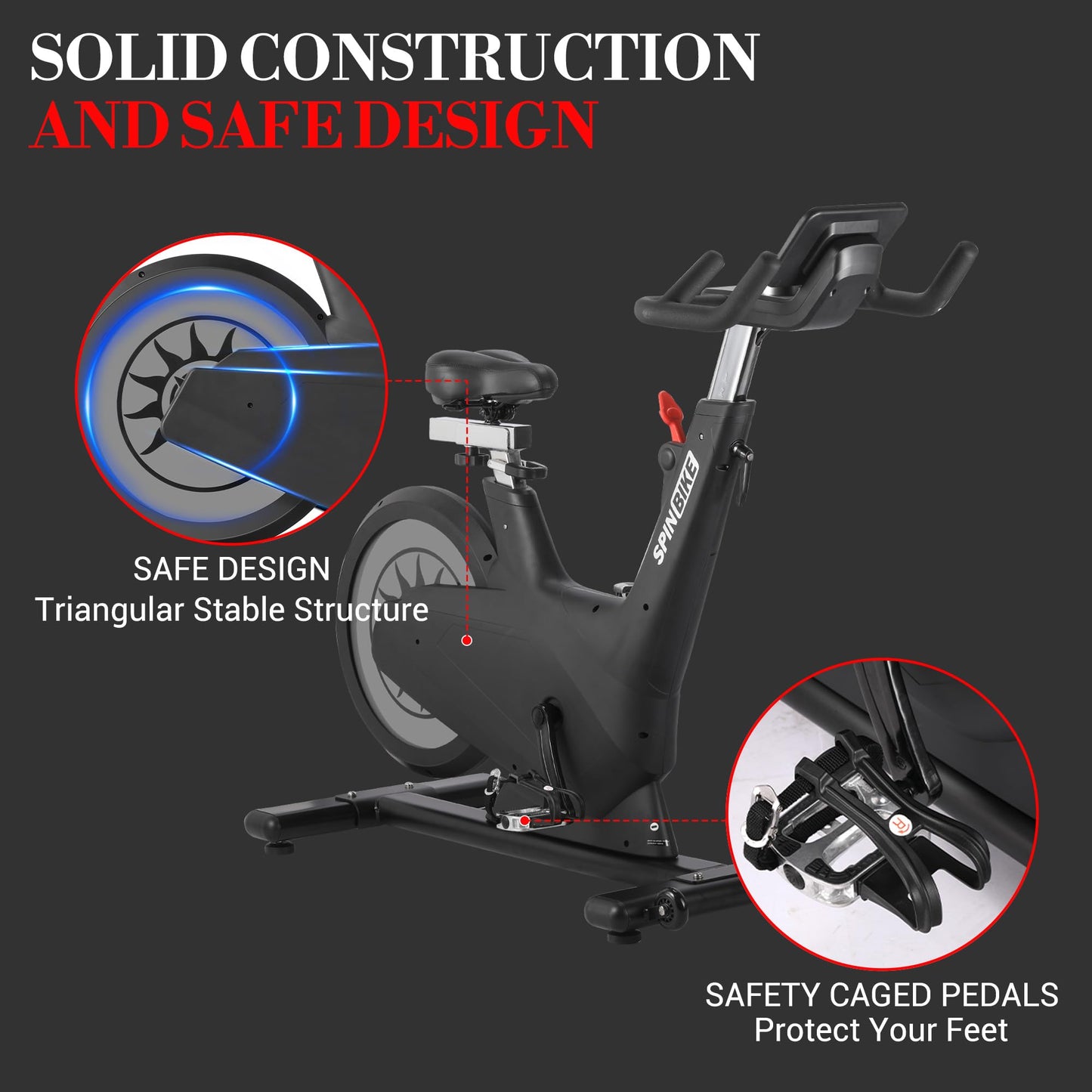 Magnetic Resistance Exercise Bike, Adjustable Seat Stationary Bike with Tablet Holder, 298 LBS Capacity Indoor Cycling Bike, Home Cardio Fitness Workout Equipment, Silver