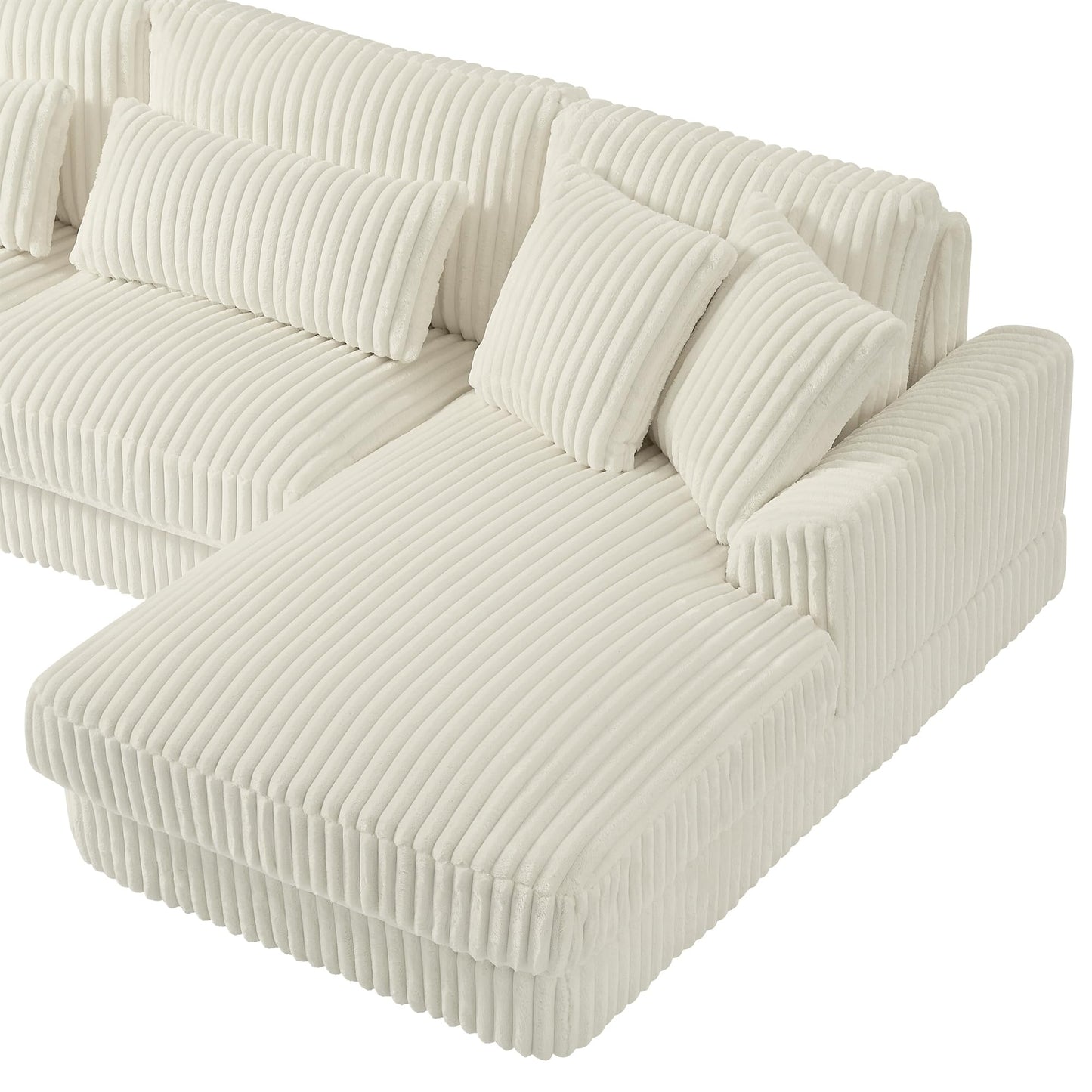 ERYE 129-Inch U-Shaped Sectional Sofa Couch W/Right Facing Chaise Lounge,Oversized Corduroy Upholstered Corner Modular Sofa Couch with 7 Toss Pillows for Living Room Sets