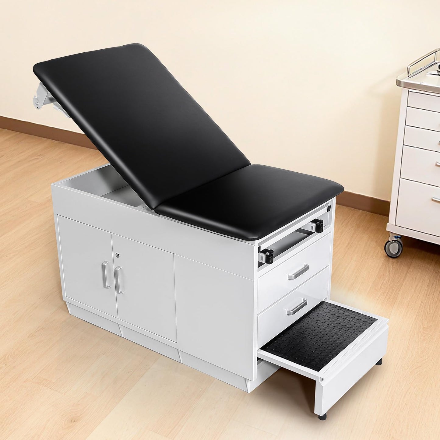 VEVOR Pro Medical Exam Table, Medical Examination Bed with Adjustable Backrest, Physical Therapy Exam Table with Locking Cabinet, 2 Drawers, Paper Roll Dispenser, Step Stool & Leg Rest, 500LBS Loading