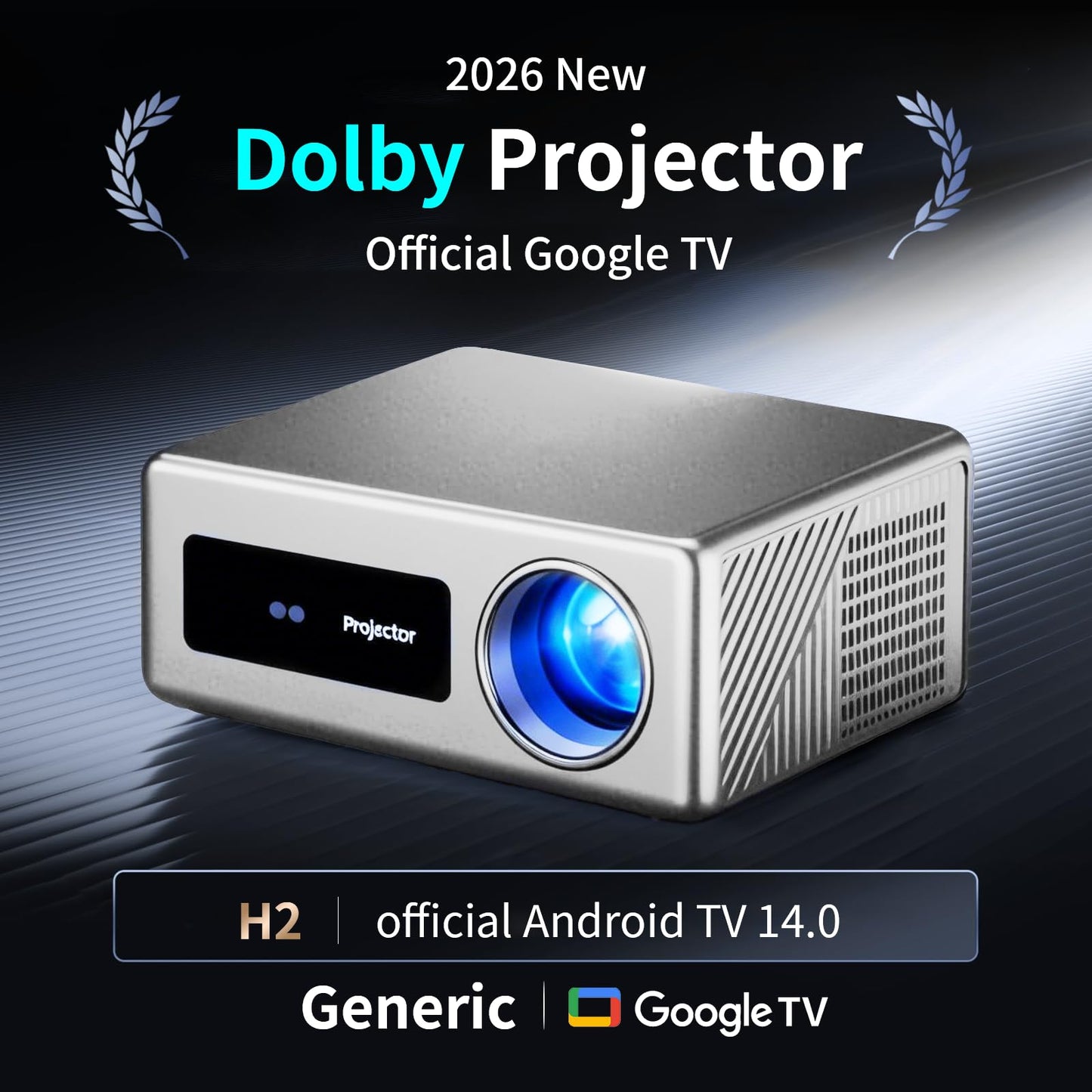 Smart TV Movie Projector , (Official licensed Netflix) 2000 ANSI 1080P Mini Portable Projector Proyector with WiFi and Bluetooth for Home Cinema, Supports 4K ,Auto Focus & Keystone.