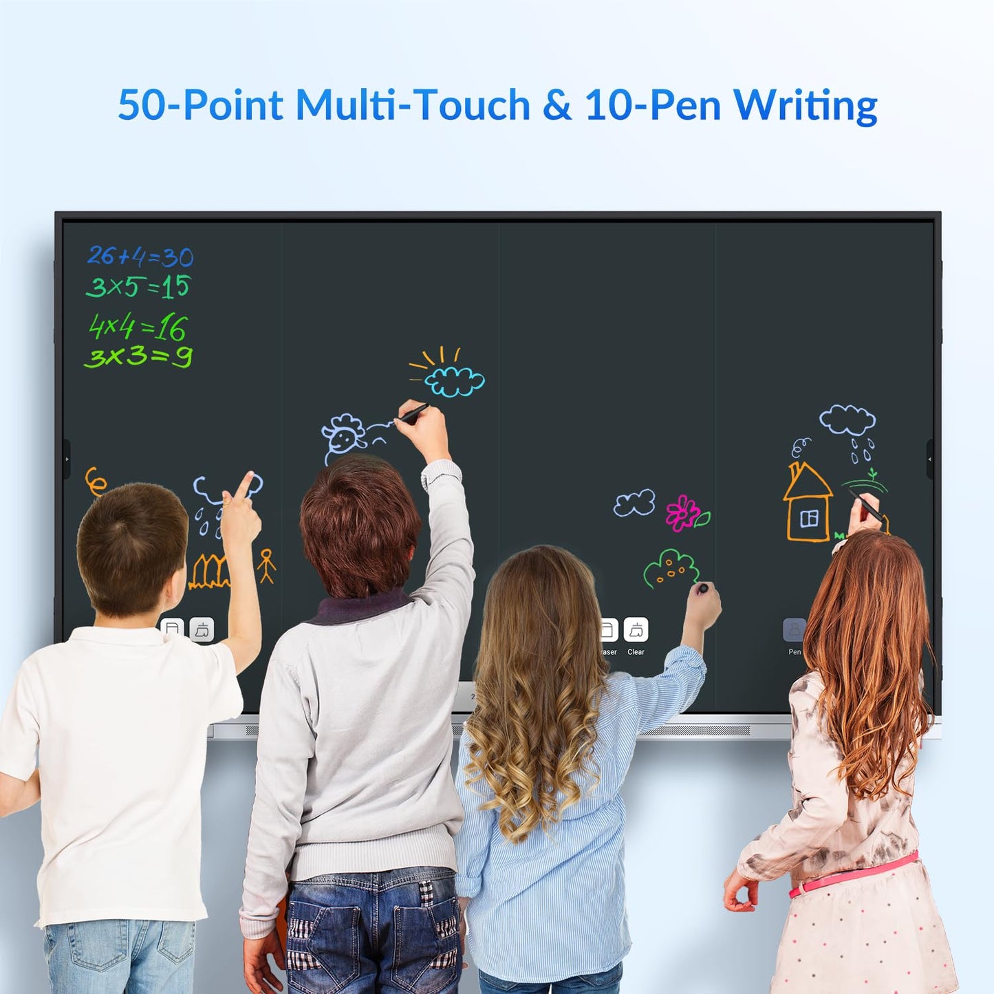 NEWORK 65 Inch 4K Smart Board - Google EDLA-Certified Interactive Whiteboard, Android 14, 50-Point Touch, Wireless Casting - Digital Whiteboard for Classrooms & Hybrid Offices (Board Only)