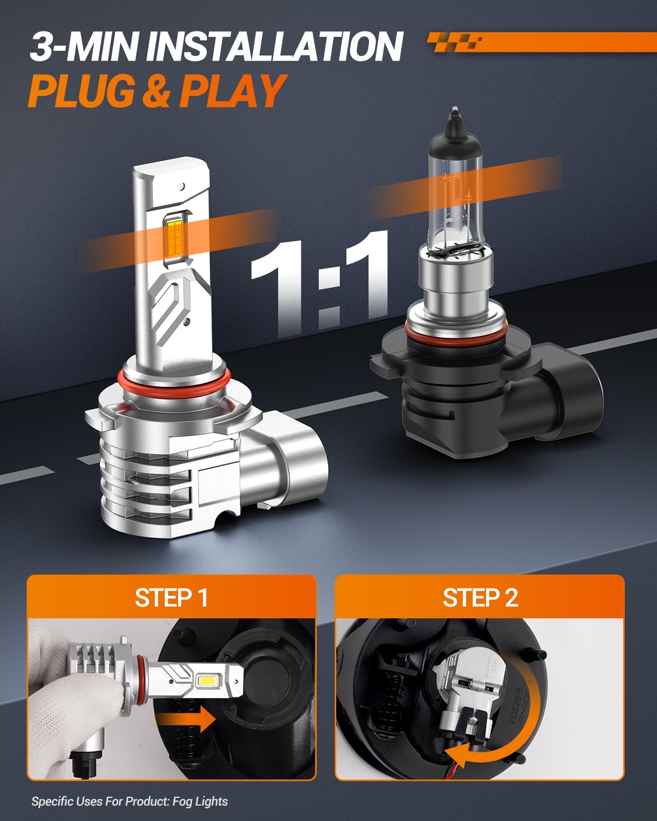 SEALIGHT 9145 H10 LED Fog Light Bulbs 16000LM 6000K White Pack of 2