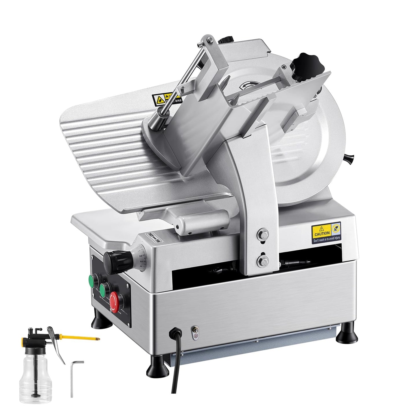 VEVOR Automatic Meat Slicer, 180W + 370W Deli Slicer with a 12 inch Premium 65Mn Blade, 0-0.3 inch Adjustable Thickness, Electric Food Slicer Machine for Meat, Vegetables, Hard Bread, and Cheese
