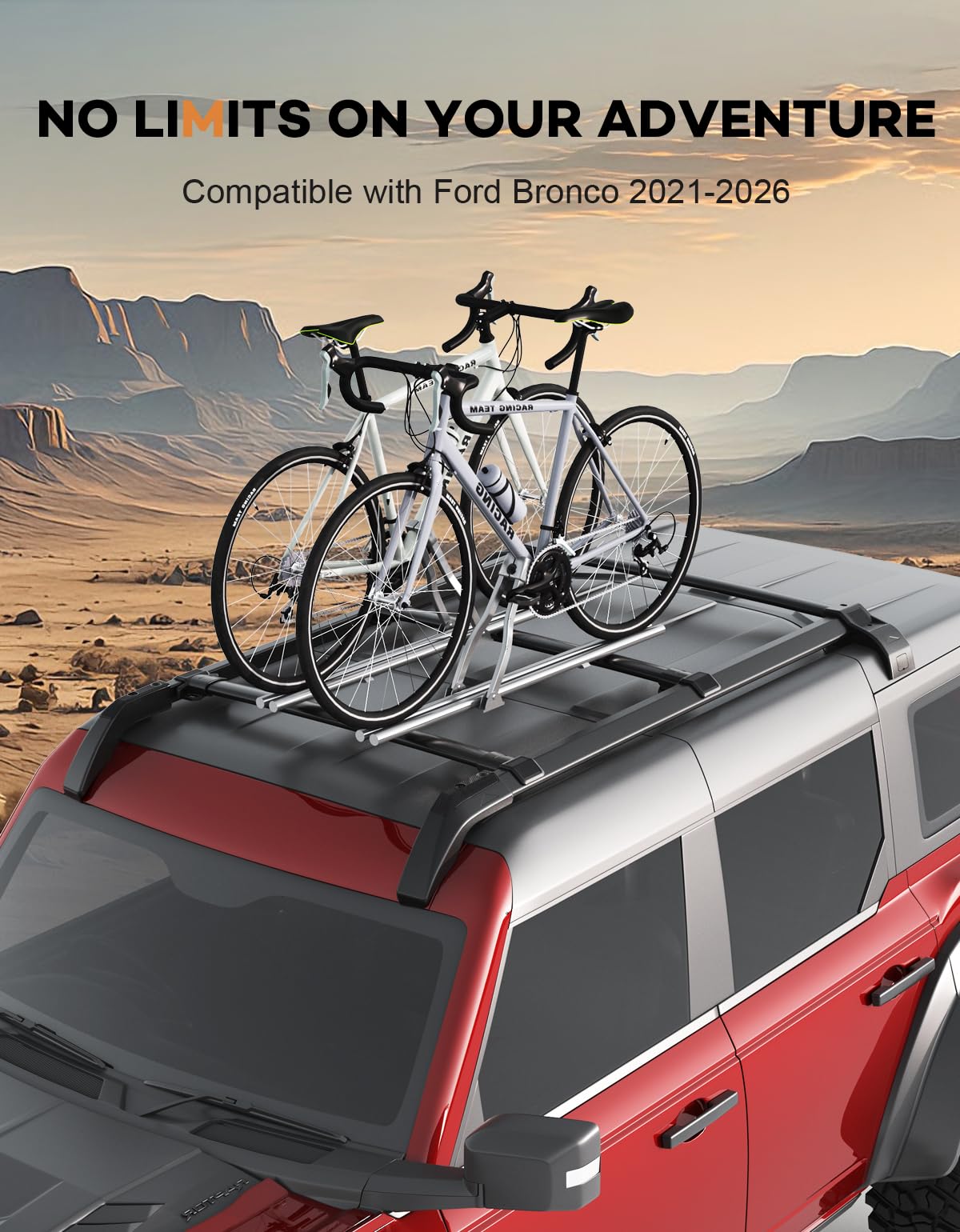 Wonderdriver 330lbs Roof Rack Cross Bars 5PCS - Fit for Ford Bronco 2021 2022 2023 2024 2025 2026, Hard TOP 2Door & 4Door (Not for Bronco Sport),Aluminum Crossbars Rooftop Cargo Luggage Carrier
