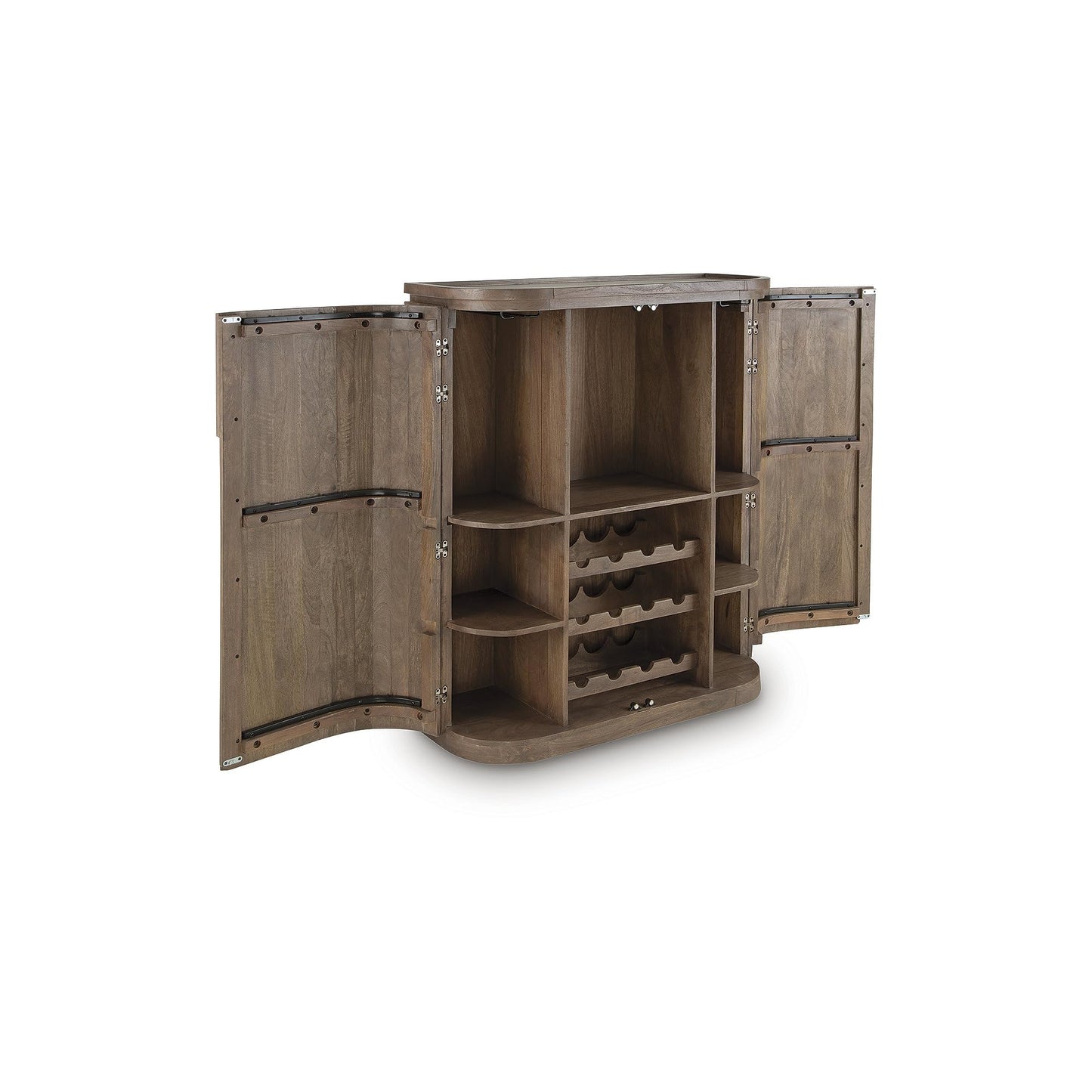 Signature Design by Ashley Landermont Contemporary Bar Cabinet with Anti-Tipping, Dark Brown