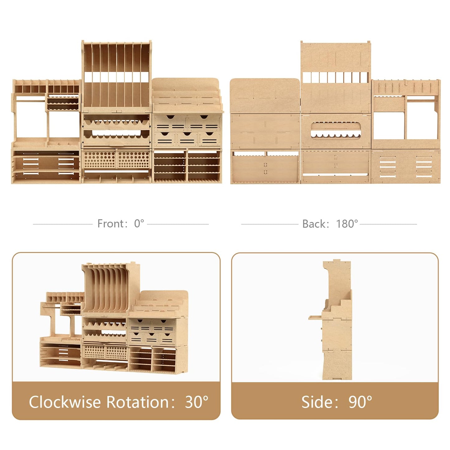Bucasso Wooden Model Kit Tool Organizer Storage Rack, Paint Rack Organizer with MDF Material, Brush/Screwdriver Storage, Craft Supplies Storage, Suitable for Tamiya Gundam Model Tools, GK10