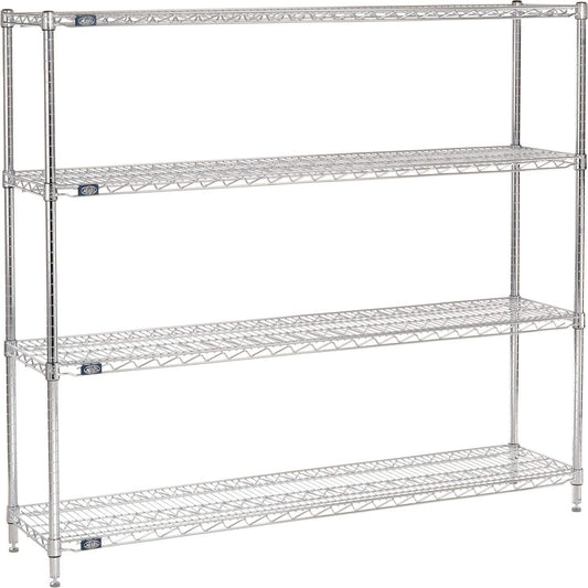 Nexel 14" x 60" x 63", 4 Tier Adjustable Wire Shelving Unit, NSF Listed Commercial Storage Rack, Chrome Finish, leveling feet