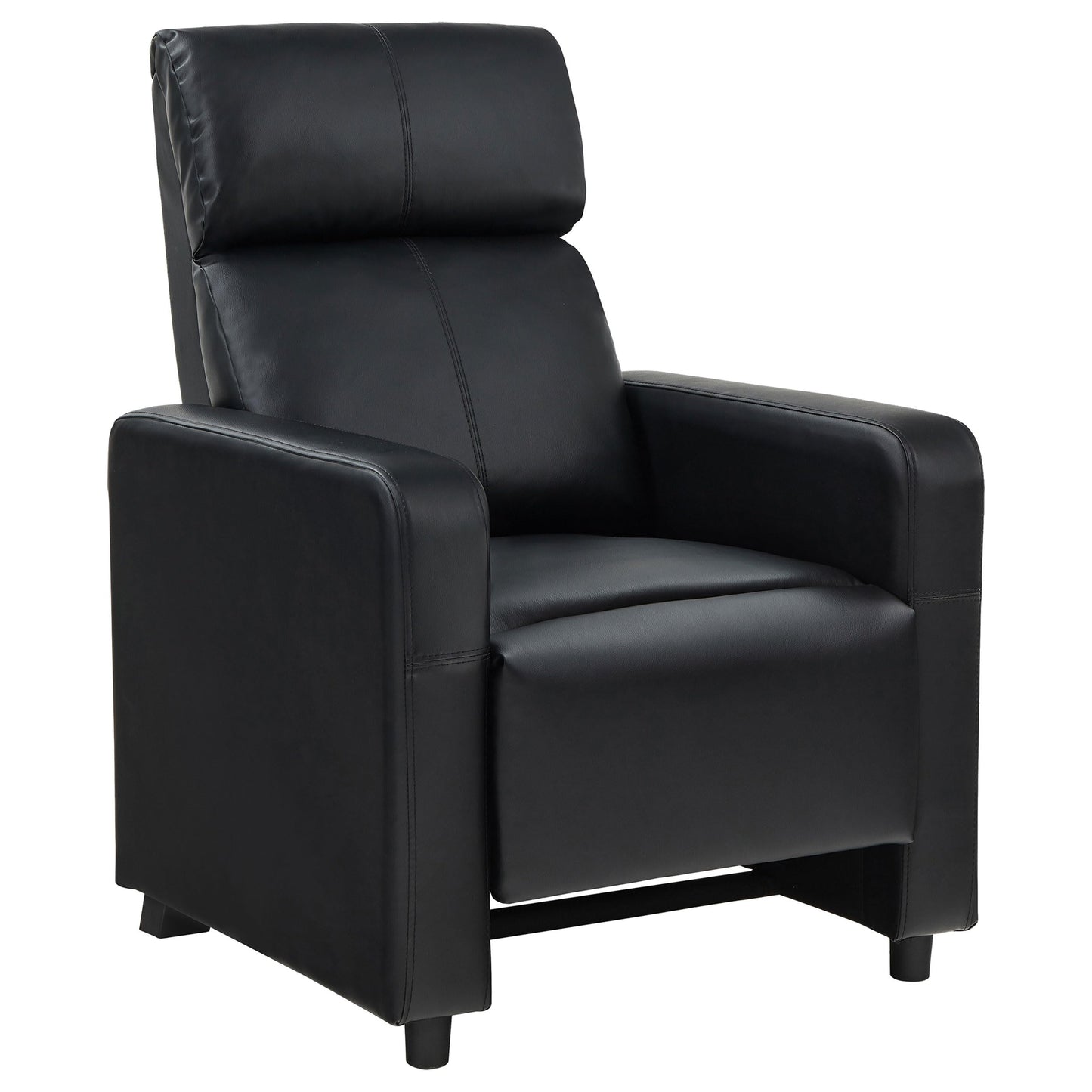 Coaster Home Furnishings - Toohey - Faux Leather - 5-Piece Theater Seating with Consoles and Recliners with Tufted Backrests and Slim Track Armrests - Living Room, Home Theater - Black - 600181-S3A
