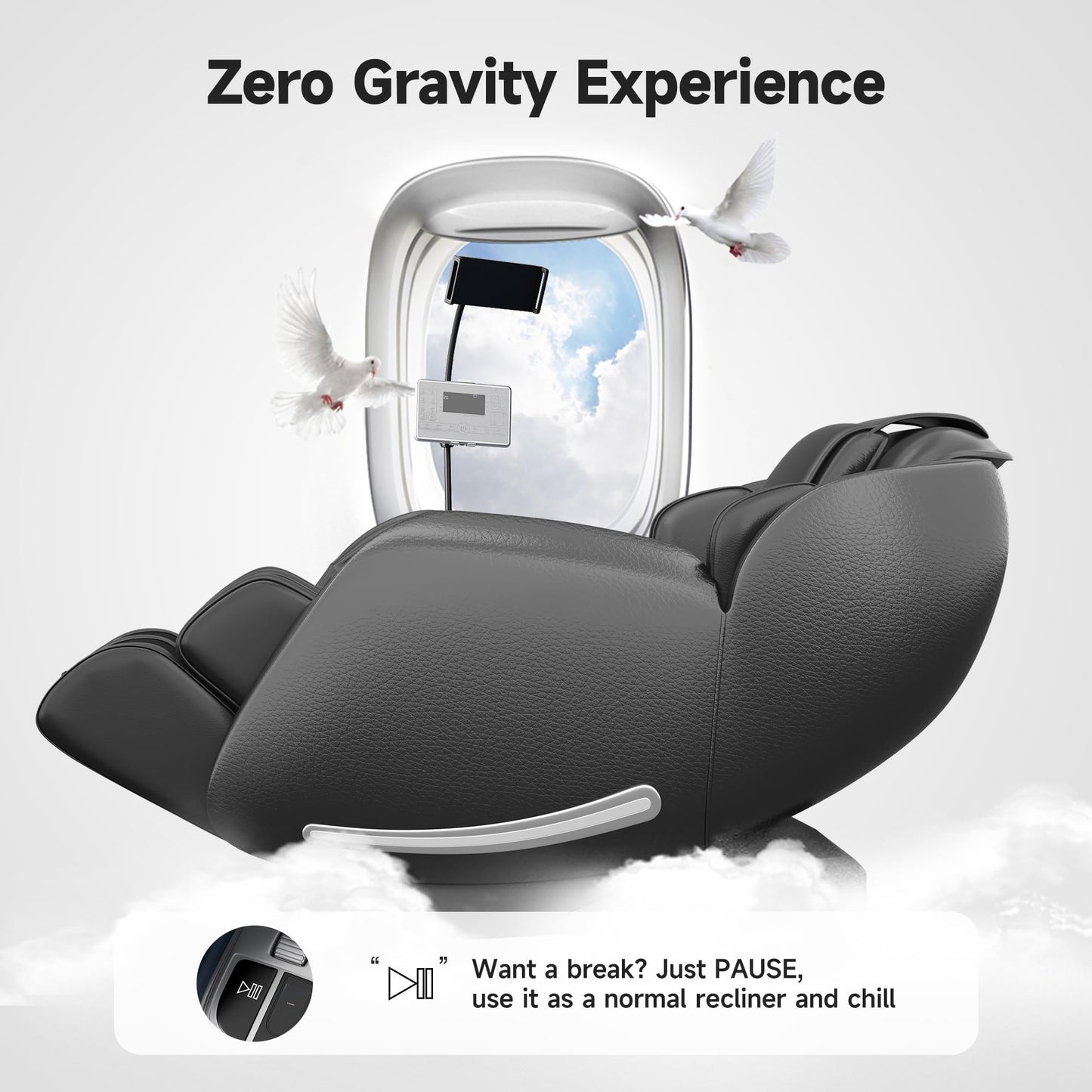 Real Relax Massage Chair Full Body with Unique Phone Controller, Zero Gravity 3D SL-Track Recliner with APP Control, Child Lock,Pause Button, Favor-06, Black
