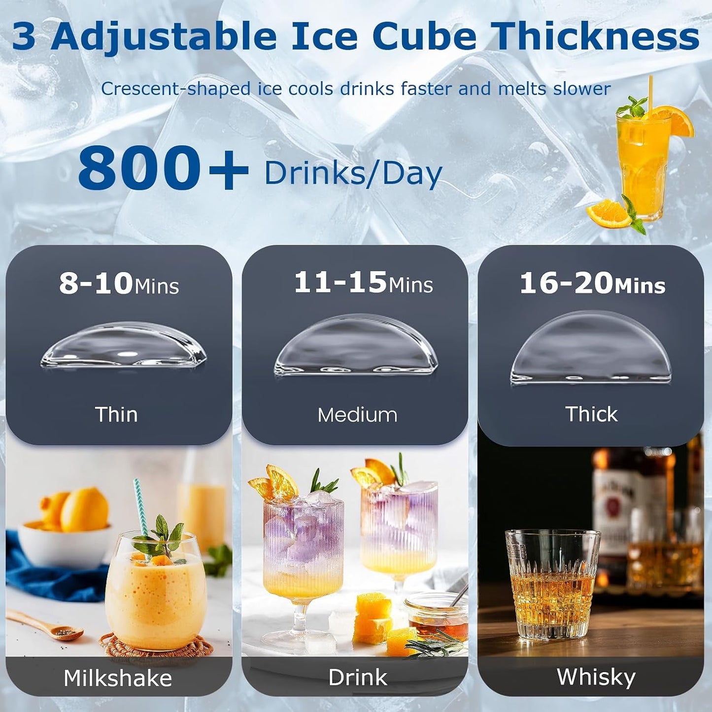 Commercial Ice Maker Machine, Ice Makers Stainless Steel Under Counter Ice Machine 120 Lbs/24H with 26.5 Pounds, 64 Ice Cubes in 12 Mins, Stainless Steel Freestanding Kitchen Ice Machines