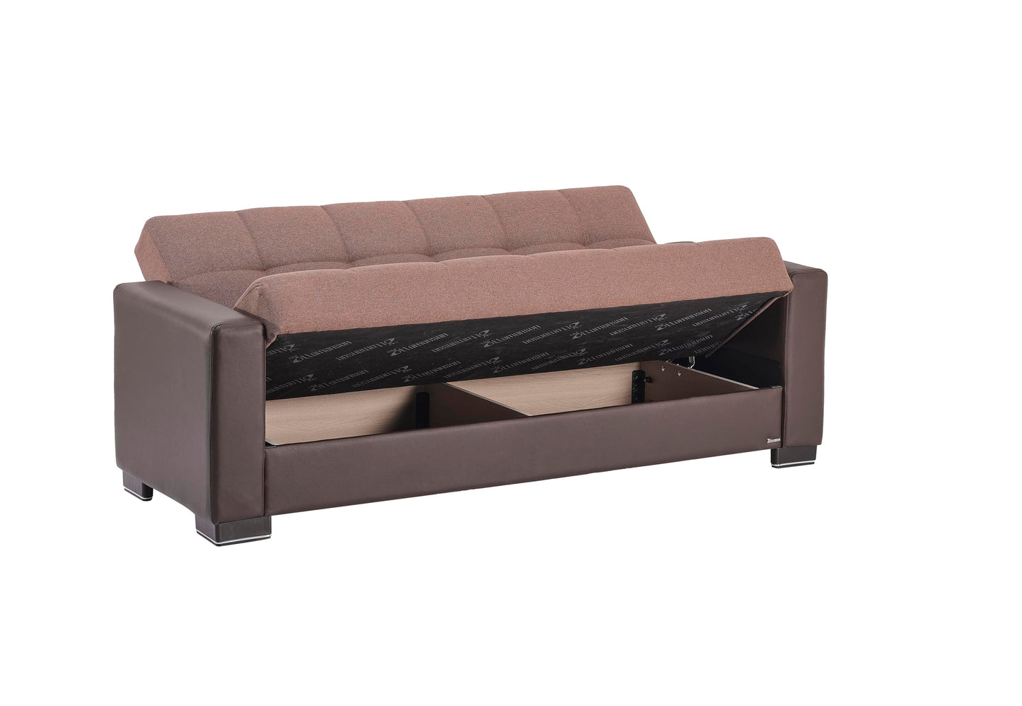 Ottomanson Convertible Sofa Bed Futon Couch with Hidden Storage & Click-Clack Sit-Sleep Conversion – Firm Support Sleeper Sofa for Living Room, Apartment & Guest Room, Brown