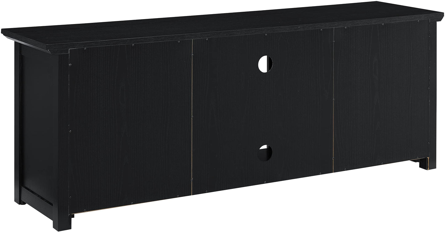 Crosley Furniture Camden Low Profile Fireplace TV Stand for 65+ inch TVs, Entertainment Center with Shelves, Black