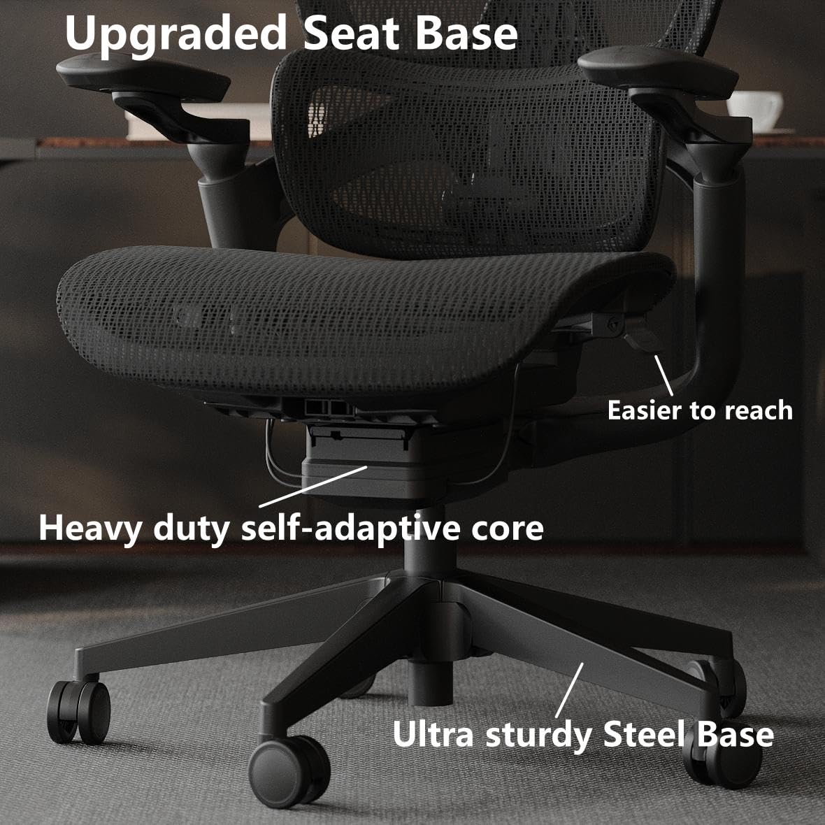 chirvana Ergonomic Office Chair, Big and Tall Home Desk Chair with Adjustable 3D Lumbar Support, 5D Armrest, 4D armrests, Mesh Computer Chair,90-130°Tilt, Model Zen (All Black)
