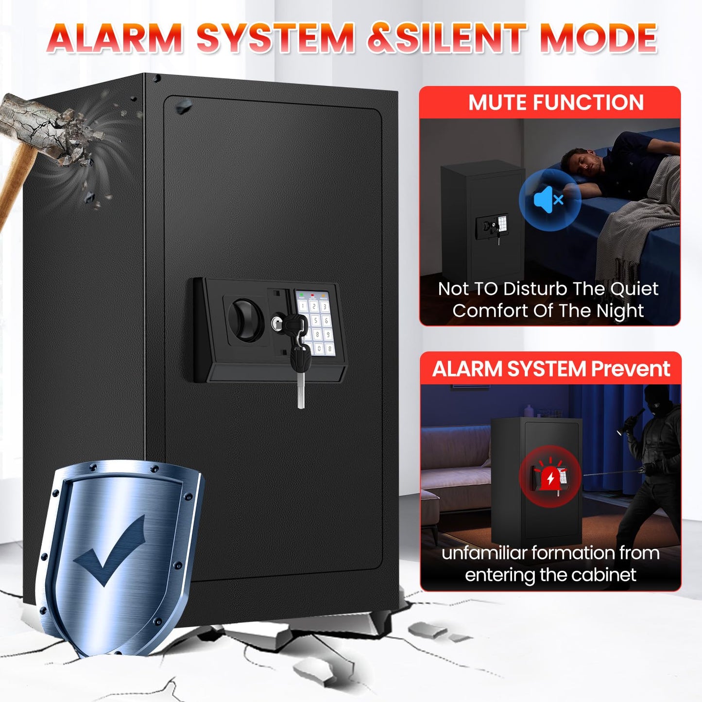 35 Mins Fireproof Safe - 7.5 Cu Ft Home Safe Box, Fire Proof Safes, Security Safe Box with Digital Keypads for Home Office, Cash, Files,Keypad