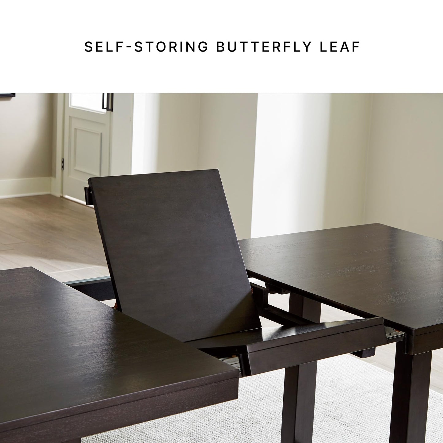Signature Design by Ashley Neymorton Contemporary Dining Extension Table with Sled Base, Dark Brown