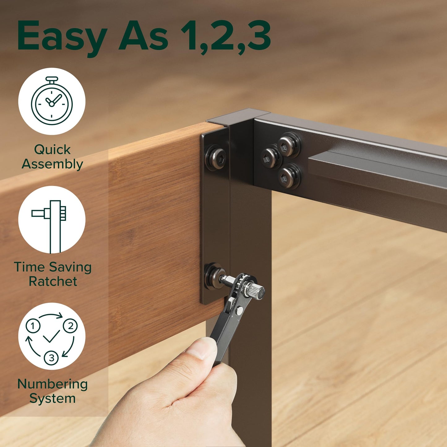 ZINUS Olivia Metal and Wood Platform Bed Frame / No Box Spring Needed / Wood Slat Support / Easy Assembly, Full