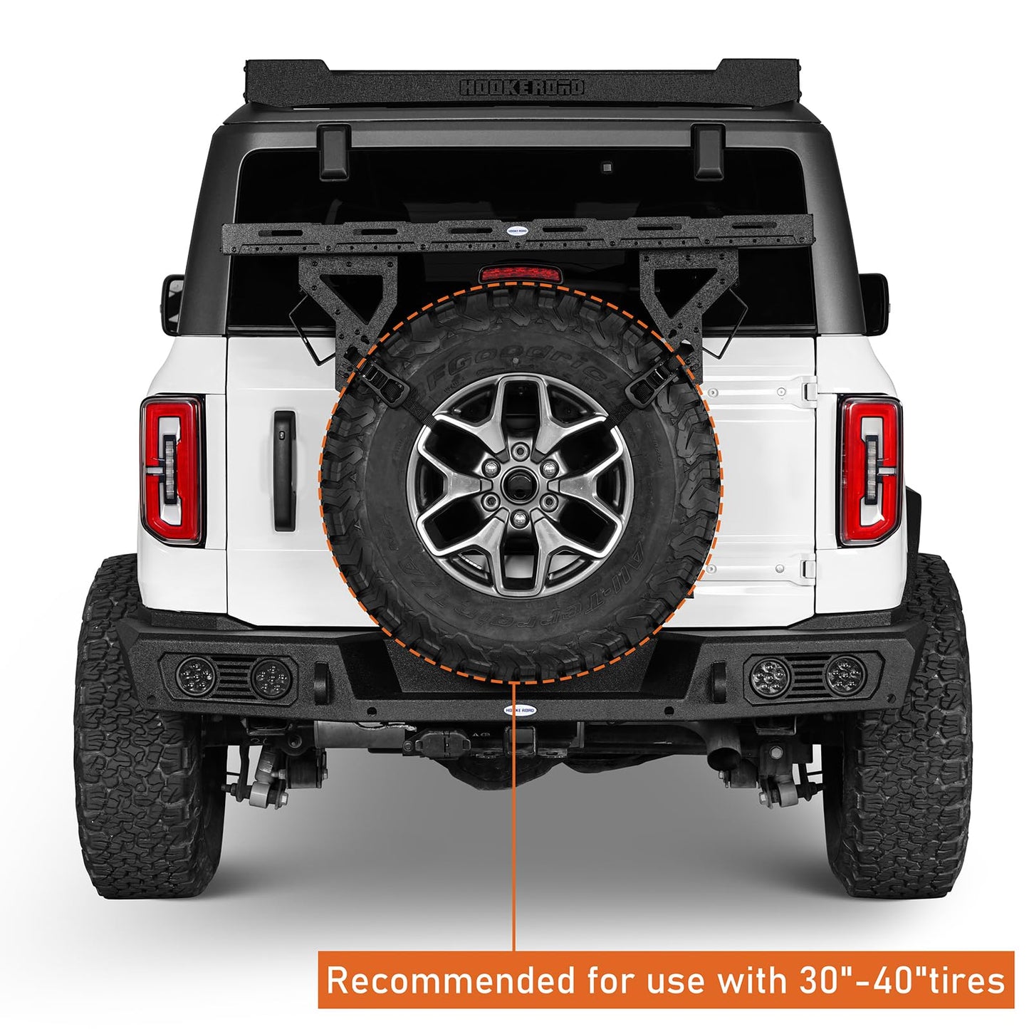Hooke Road Spare Tire Cargo Basket Storage Rack for 30" to 40" Tire, Fit for 1976-2026 Jeep Wrangler JK JL TJ YJ CJ, Ford Bronco, RV & SUV Camping Trip Gear Mount