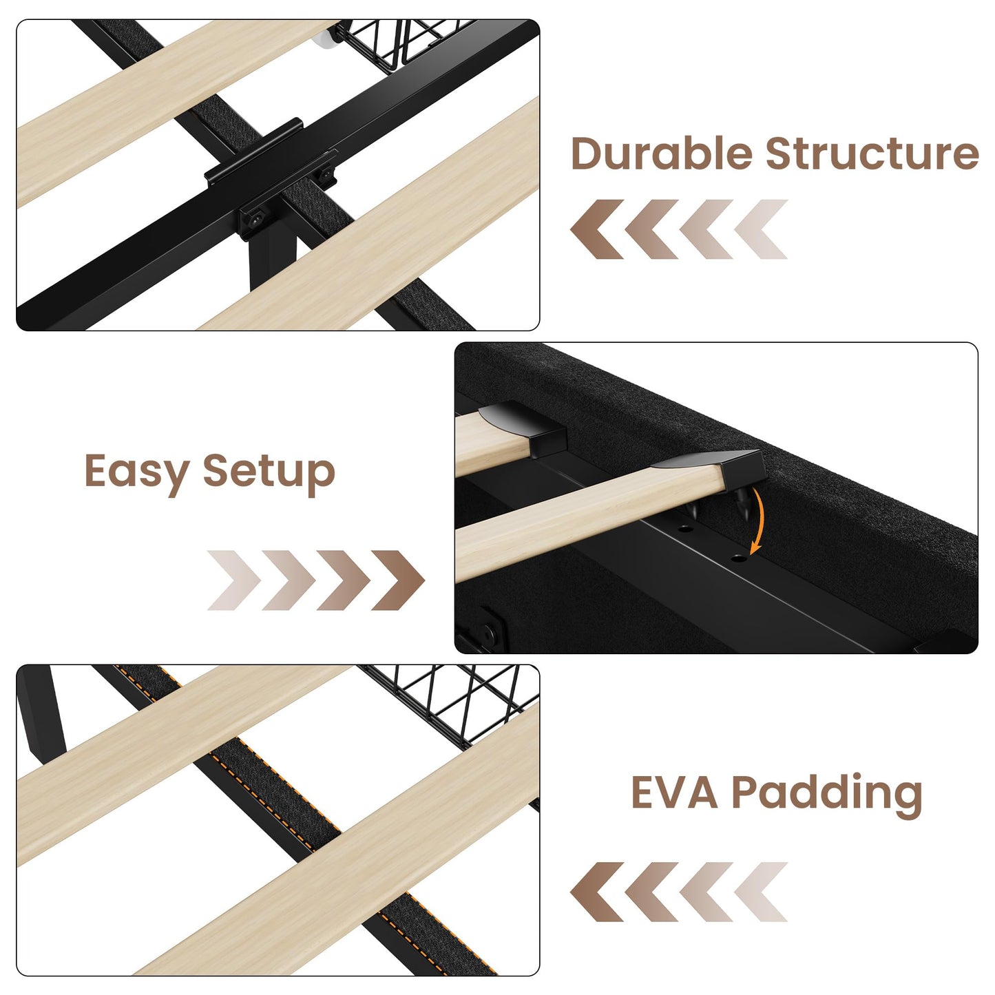 Garvee Queen Size Bed Frame with 4 Drawers, Upholstered Velvet Platform Bed with Height Adjustable Headboard, Wooden Slats Support, No Box Spring Needed, Easy Assembly, Black
