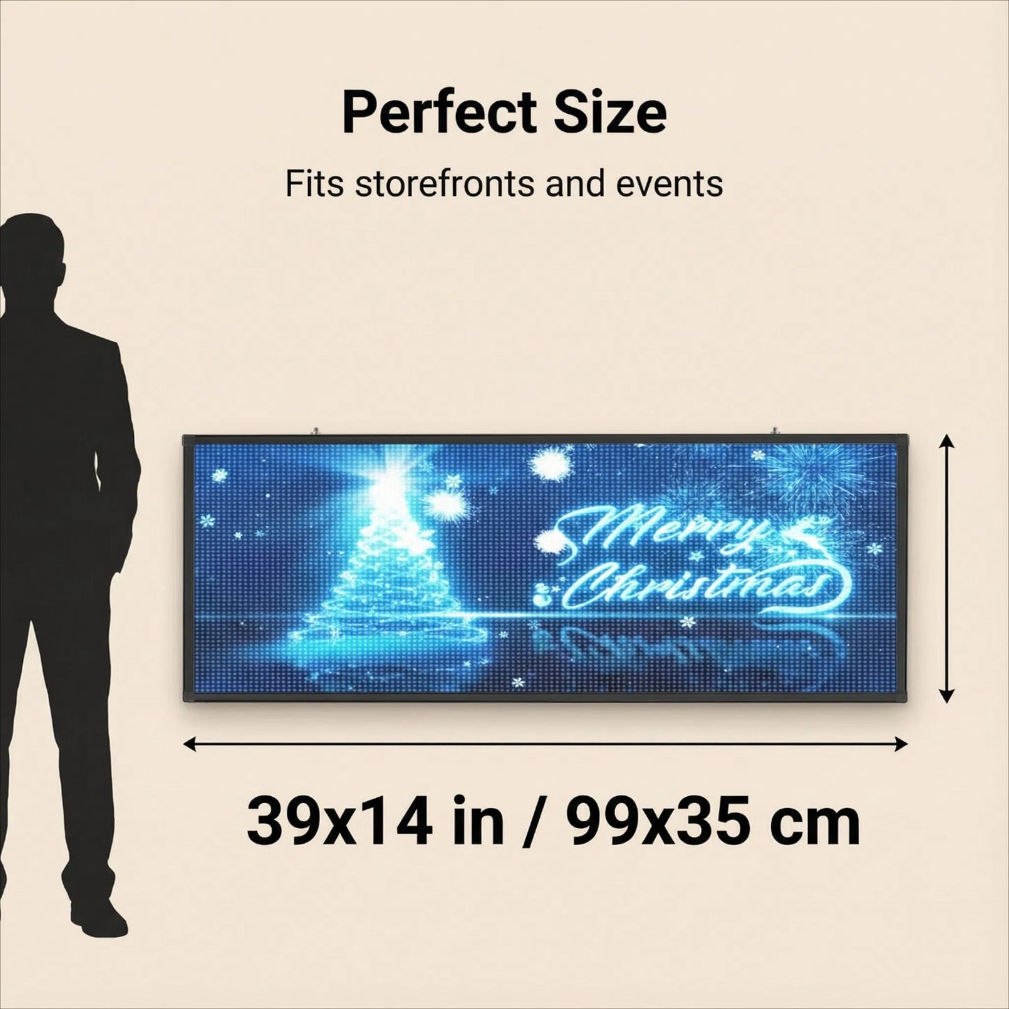 LED Advertising Sign,P5 39x14 Inches Full Color Programmable Digital Board, High Brightness Scrolling Message Display with WiFi & USB Control for Business Promotion