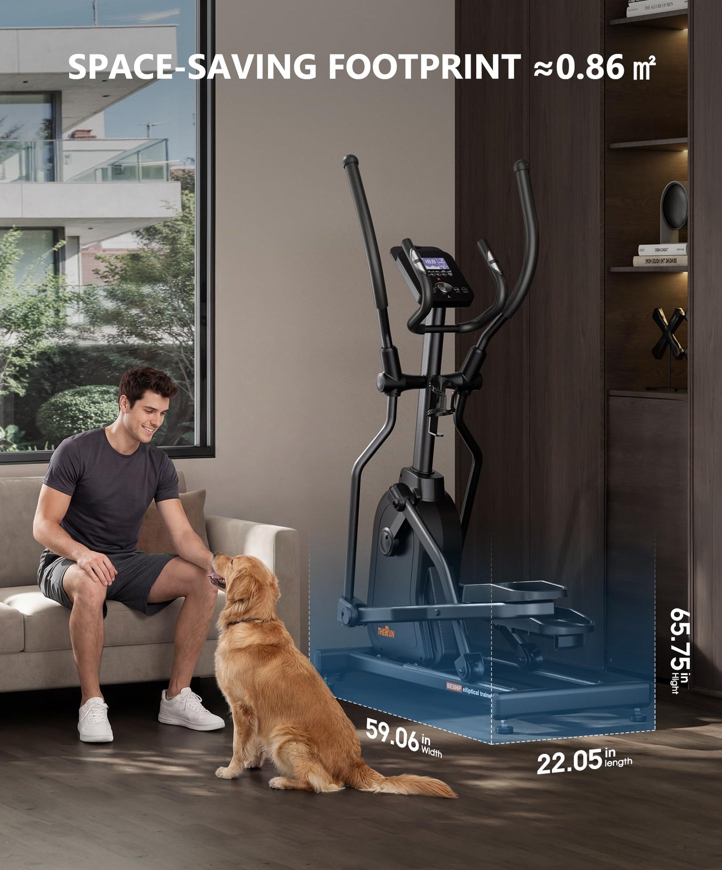 THERUN Elliptical Exercise Machine, Electric Elliptical Machine for Home Use, Magnetic Elliptical Training Machines with 20IN Stride & 32-Level Resistance, 350LB Capacity, App Connectivity (Orange)