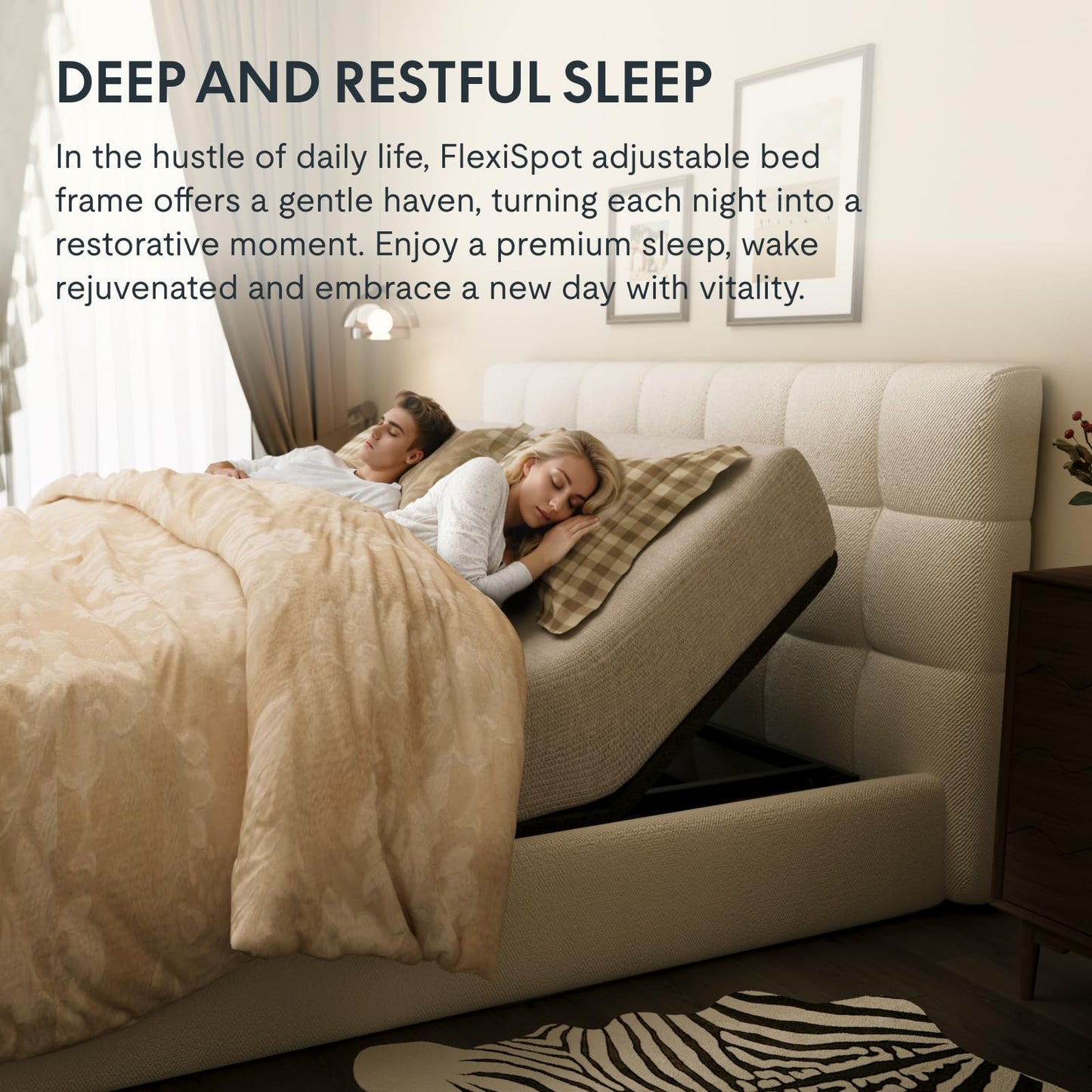 FLEXISPOT Adjustable Bed Frame Bases Queen, Massage, Zero Gravity, Memory Postions, Quick Assembly, Whisper Quiet Durable Motor, Adjustable Leg, Underbed Light, Wireless Remote, 750Ibs.