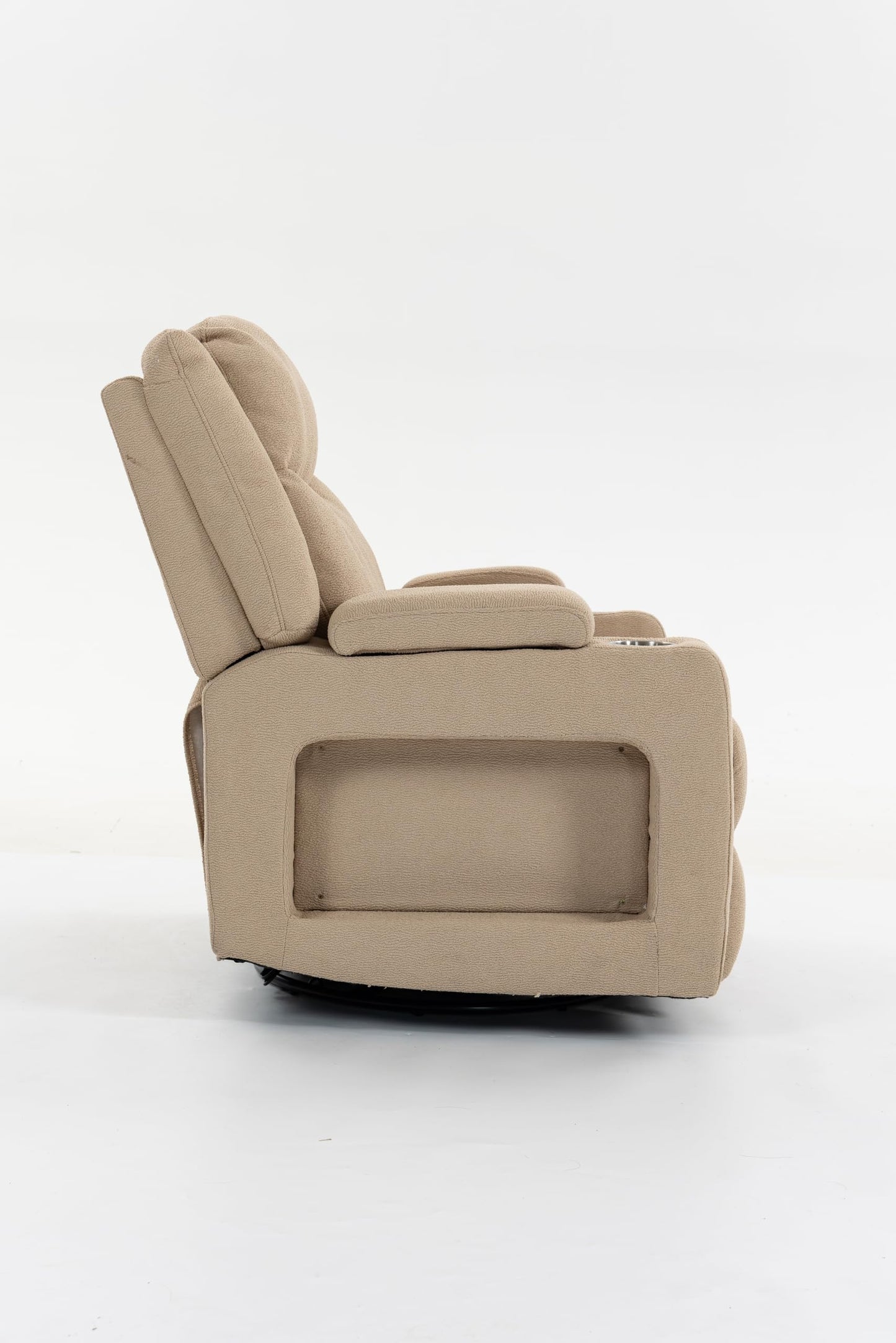 GDFStudio Extra Wide Power Recliner Chair 270 Degree Swivel Velvet Reclining Chair with Heat Massage USB and Type C Charging Ports for Living Room Bedroom Office, Camel