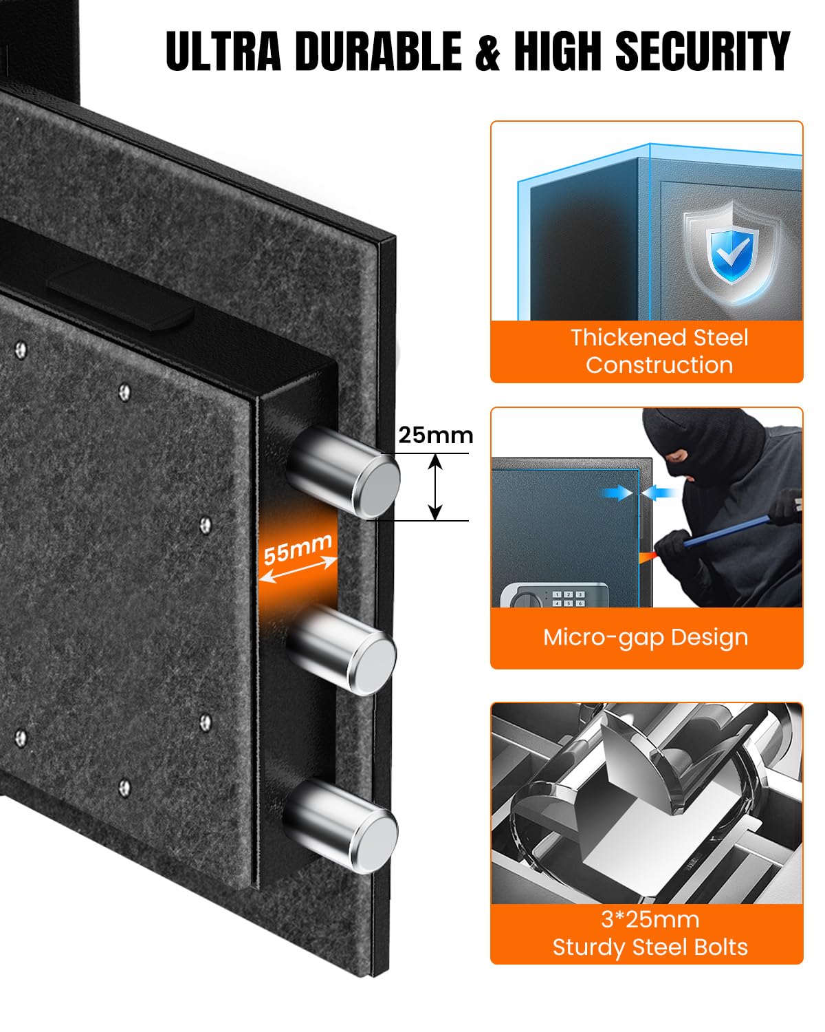 𝐔𝐩𝐠𝐫𝐚𝐝𝐞𝐝 𝟐𝟎𝟐𝟔 Fireproof Safe Box| 𝟏𝟕𝟎𝟎°𝐅 𝟑𝟓-𝐌𝐢𝐧 Protection| 2.8 Cuft Fire Proof Digital Home Safes with Smart Alarm System, Bolt-Down Design| for Documents Jewelry Electronics