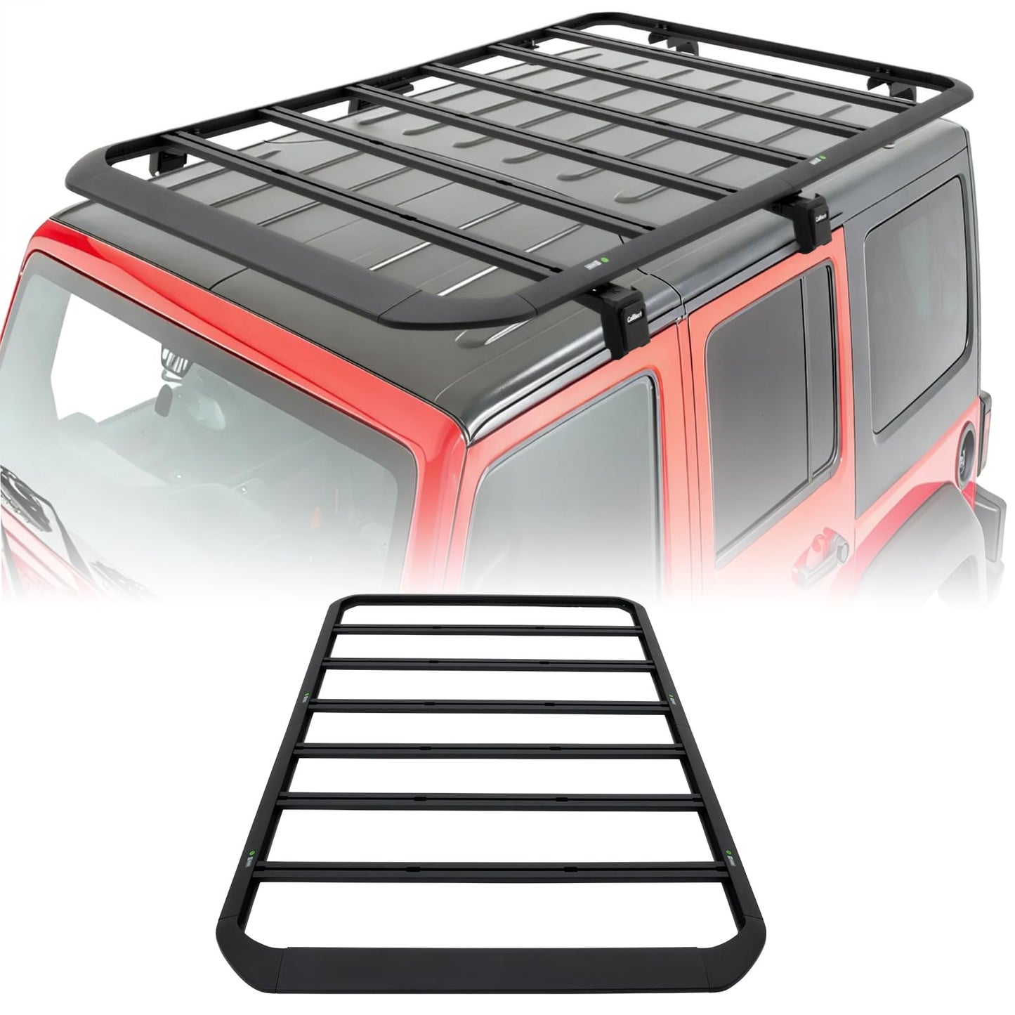 CALLIERT Aluminum Full-Length Roof Rack Cargo Basket for 07-18 JK 4 Door