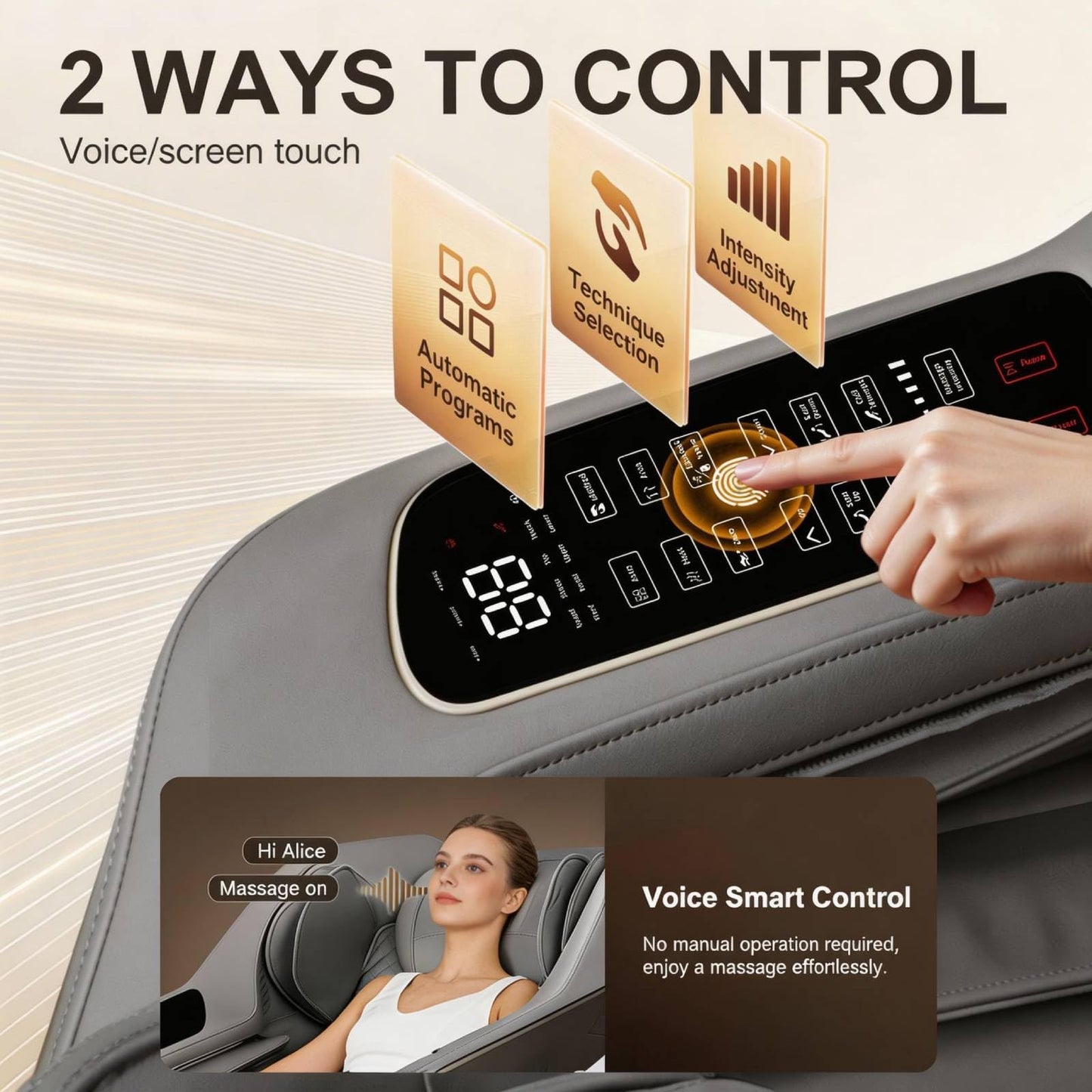 Amzyes 4D Massage Chair Full Body, 20 Modes Zero Gravity Massage Chair with 53.15 Inches SL Track, Foot Massage, Neck and Shoulder Massage, Shiatsu, Bluetooth Speaker, Home, Grey