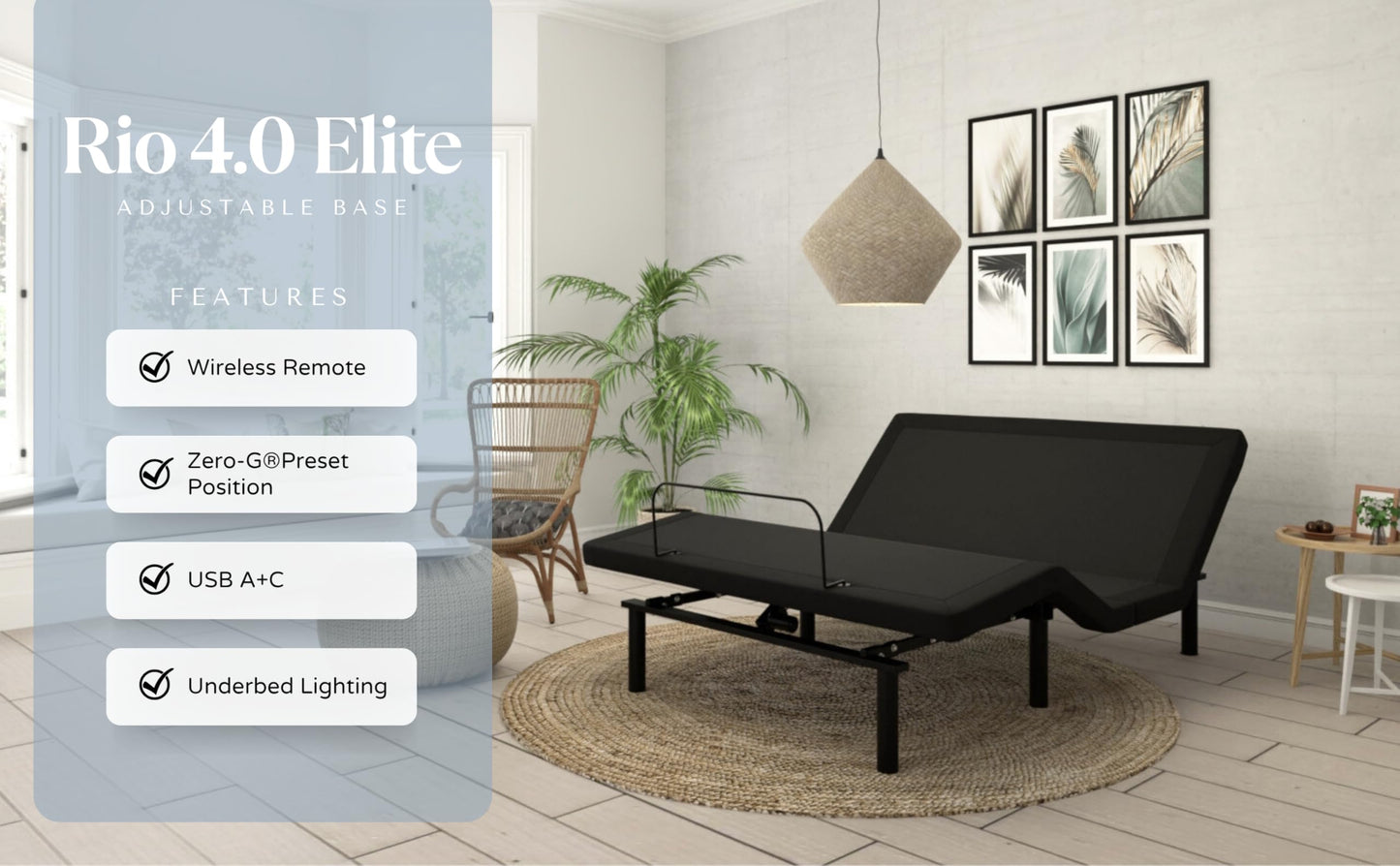 Owen Holmes Rio 4.0 Comfort+ Adjustable Bed Base – Wireless Remote, Zero Gravity, Programmable Presets, Underbed Lighting, Massage with 3 Intensities, Split King