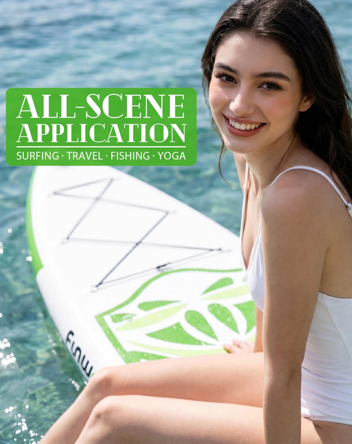 FunWater Inflatable 10'6×33"×6" Ultra-Light (17.6lbs) SUP for All Skill Levels Everything Included with Stand Up Paddle Board, Adj Floating Paddles, Pump, ISUP Travel Backpack, Leash,Waterproof Bag