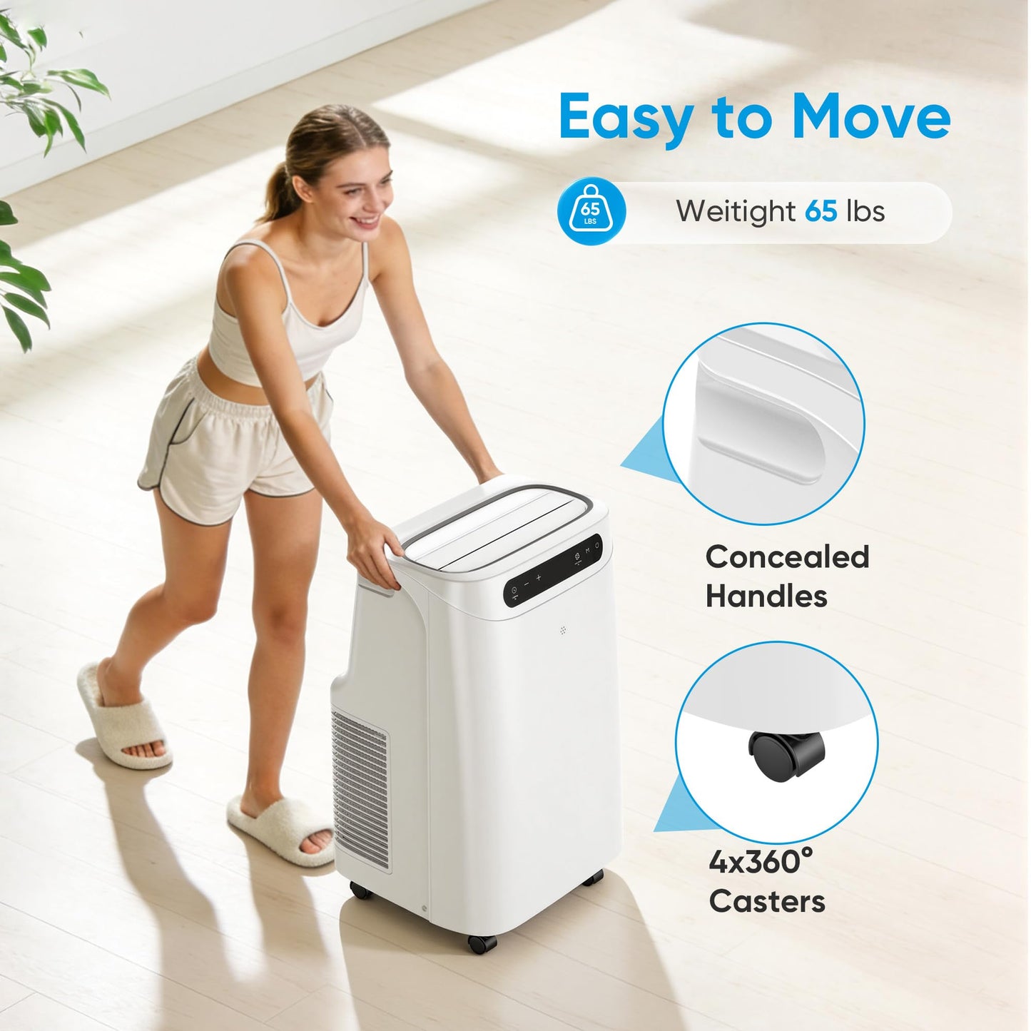 12000 BTU Portable Air Conditioners for Room Cooling up to 500 Sq. Ft, 3-IN-1 Quiet Portable AC Unit with Dehumidifier Fan, Remote Control, Smart Sleep Mode, 24H Timer, Windows Kit Included