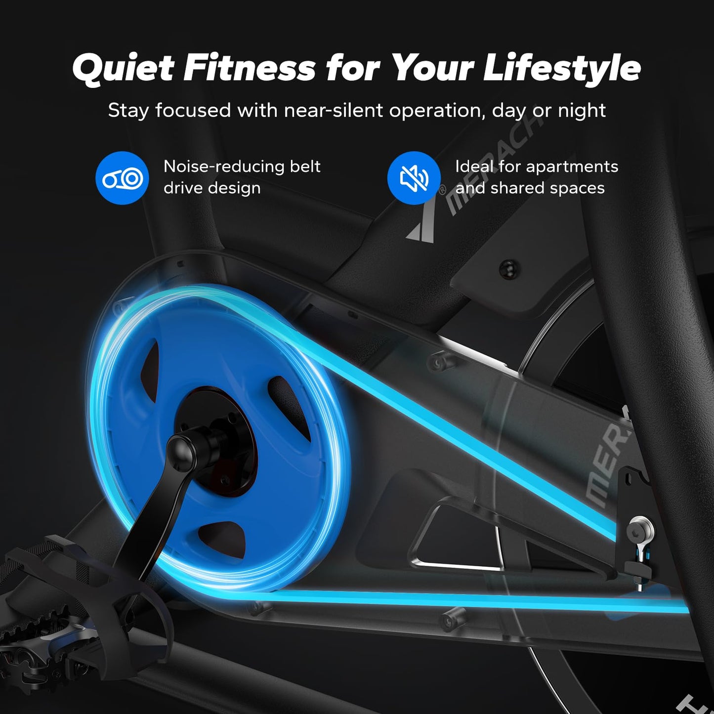Merach Magnetic Exercise Bike for Home Gym, Low Noise Stationary Bike with Soft Seat Cushion, Indoor Workout Bike with 350 lbs Weight Capacity, Spinning Bike with Self-Developed App, Tablet Mount