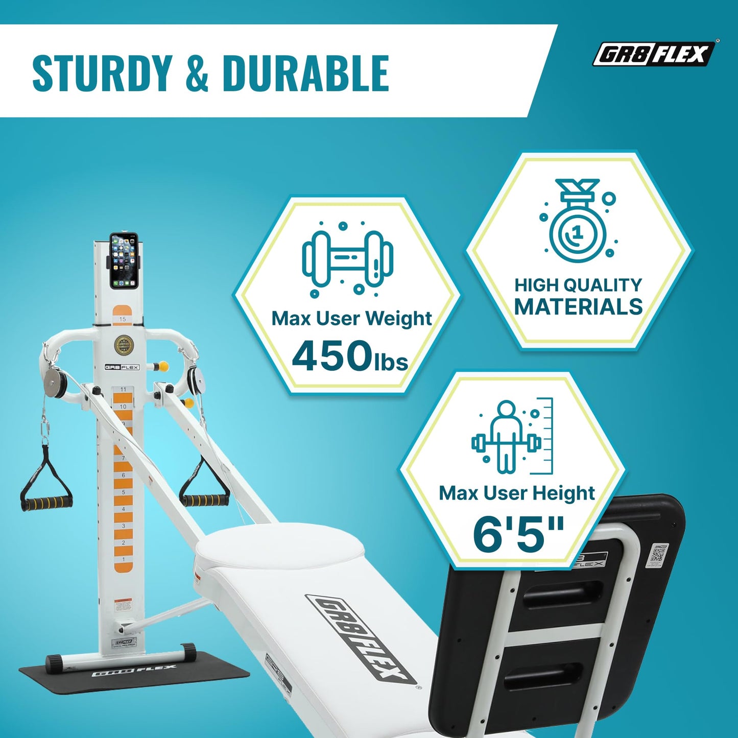 GR8FLEX Performance Gym for Total Over 100 Exercises, Multi-Functional Workout Machine, High Performance Strength Training, Cardio, and Full Body Fitness Equipment for Home Use (Pearl White Model)