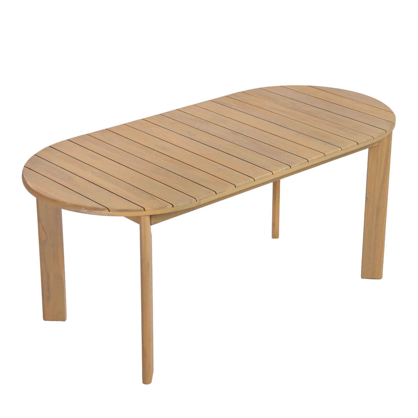 Merax Patio Outdoor Acacia Wood 7 Piece Dinning Set- 70 Inch Large Oval Outdoor Dining Table, 6 Pcs Dining Chairs with Cushions for Backyard, Lawn, Balcony, Light Teak + Natural