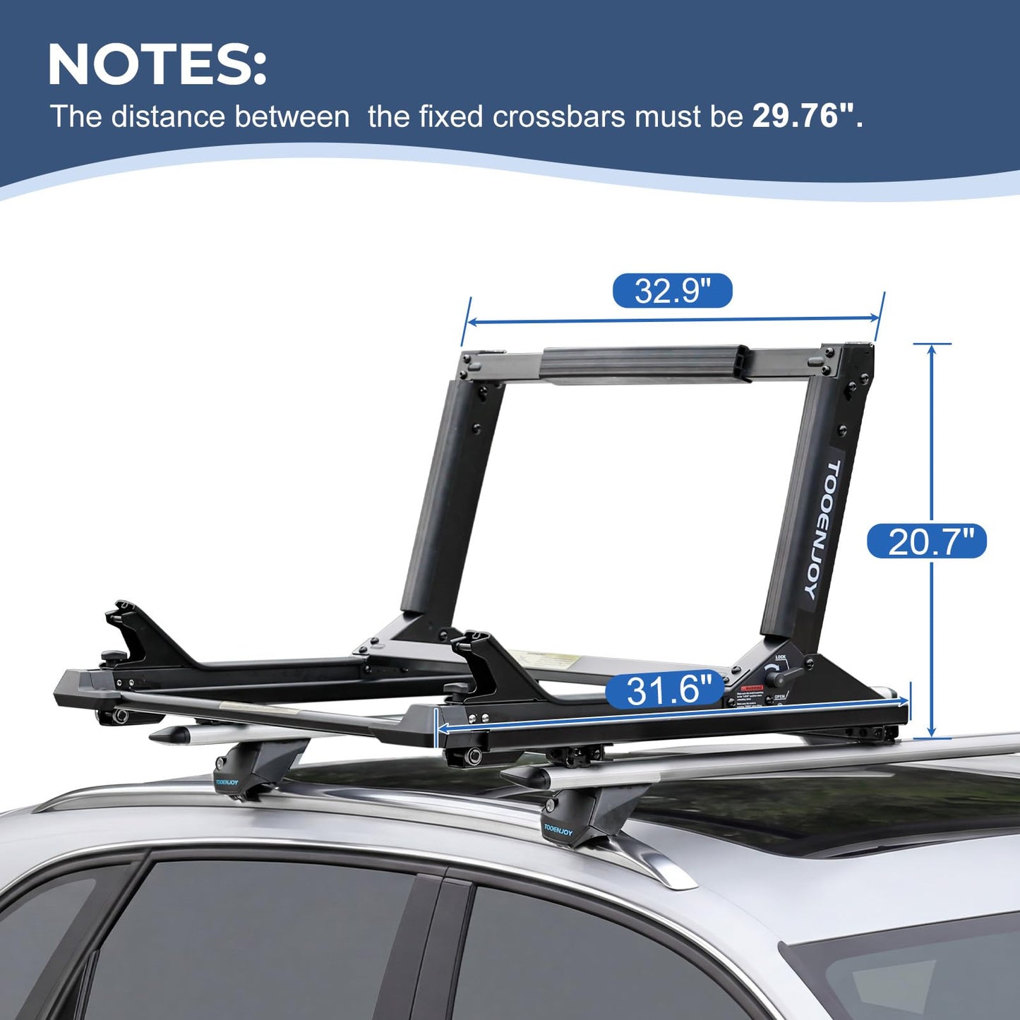 TOOENJOY Heavy-Duty Kayak Lift Assist Roof Rack, 100 LBS Capacity Kayak Canoe Rooftop Loader, Elevating Assist System for Easy Loading, Black